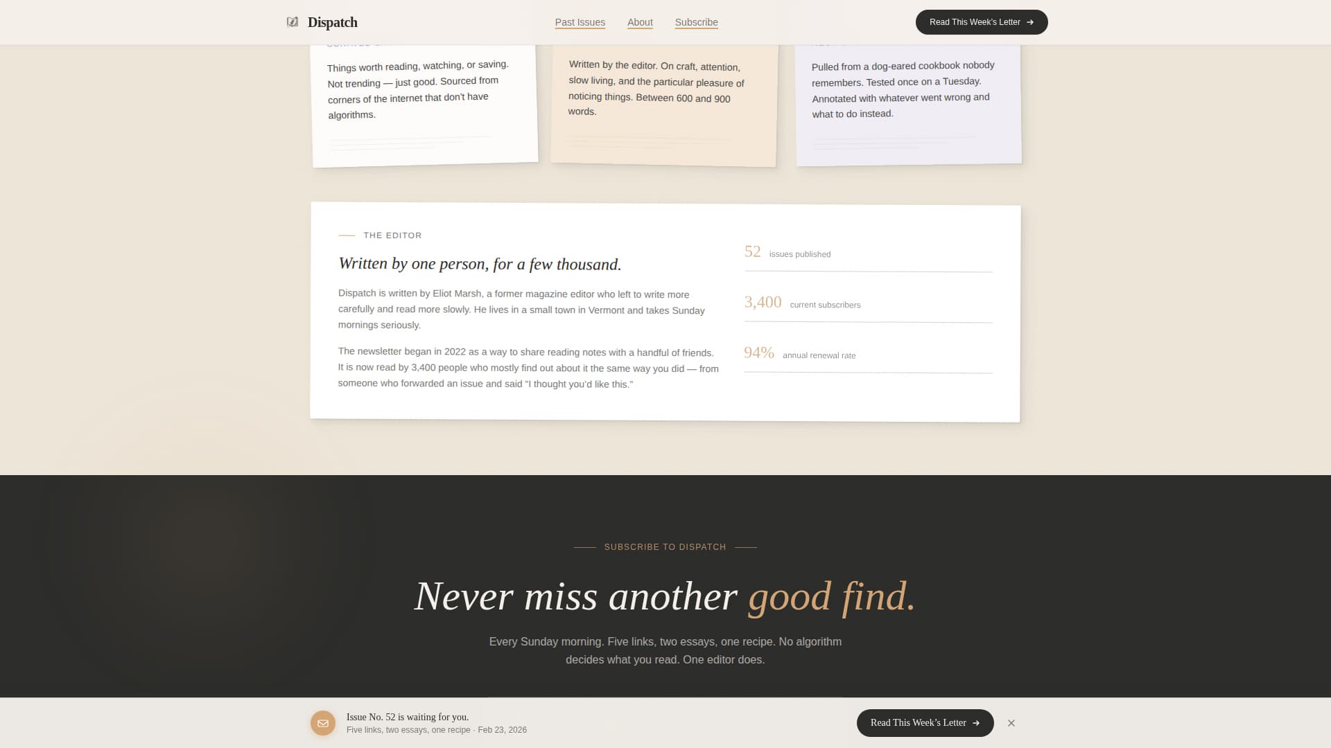 Dispatch — Premium Tech Newsletter Landing Page Template