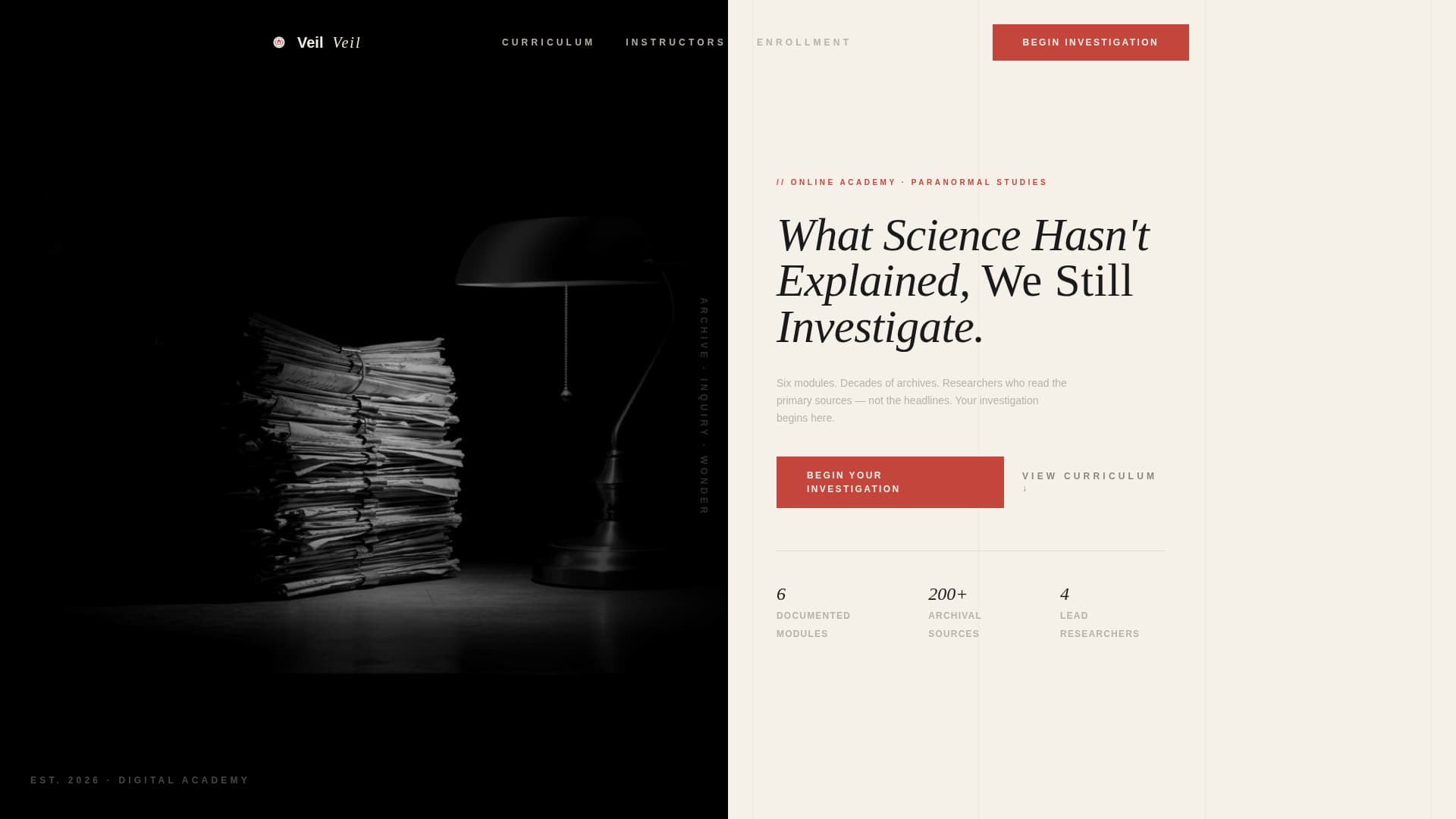 Veil - Enigmatic Paranormal Landing Page Template