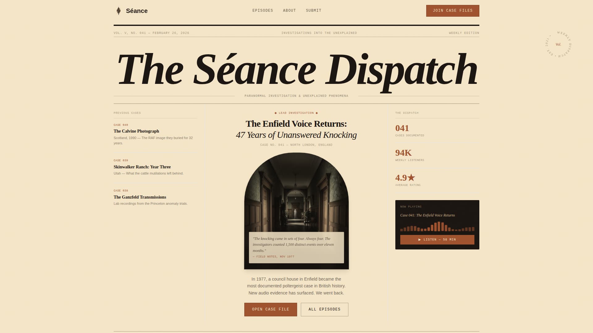 Sance - Haunting Podcast Landing Page Template