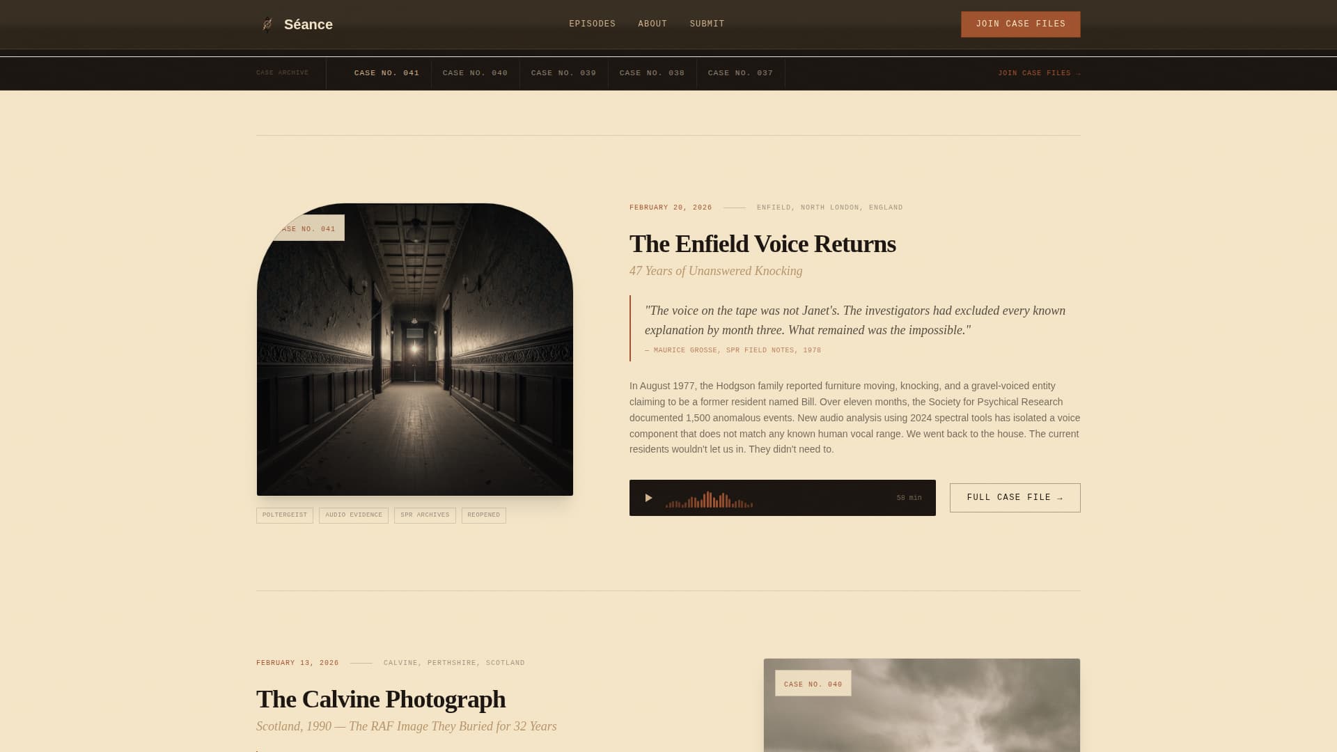 Sance - Haunting Podcast Landing Page Template