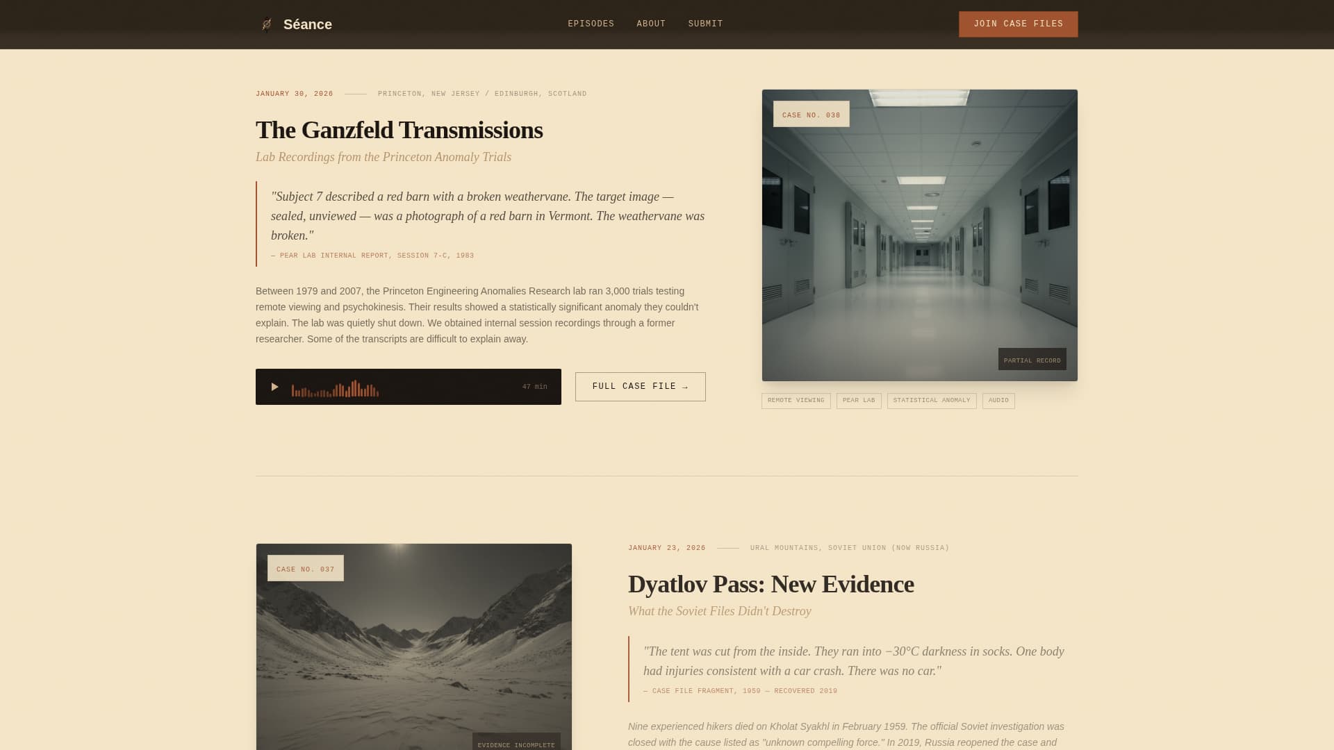 Sance - Haunting Podcast Landing Page Template