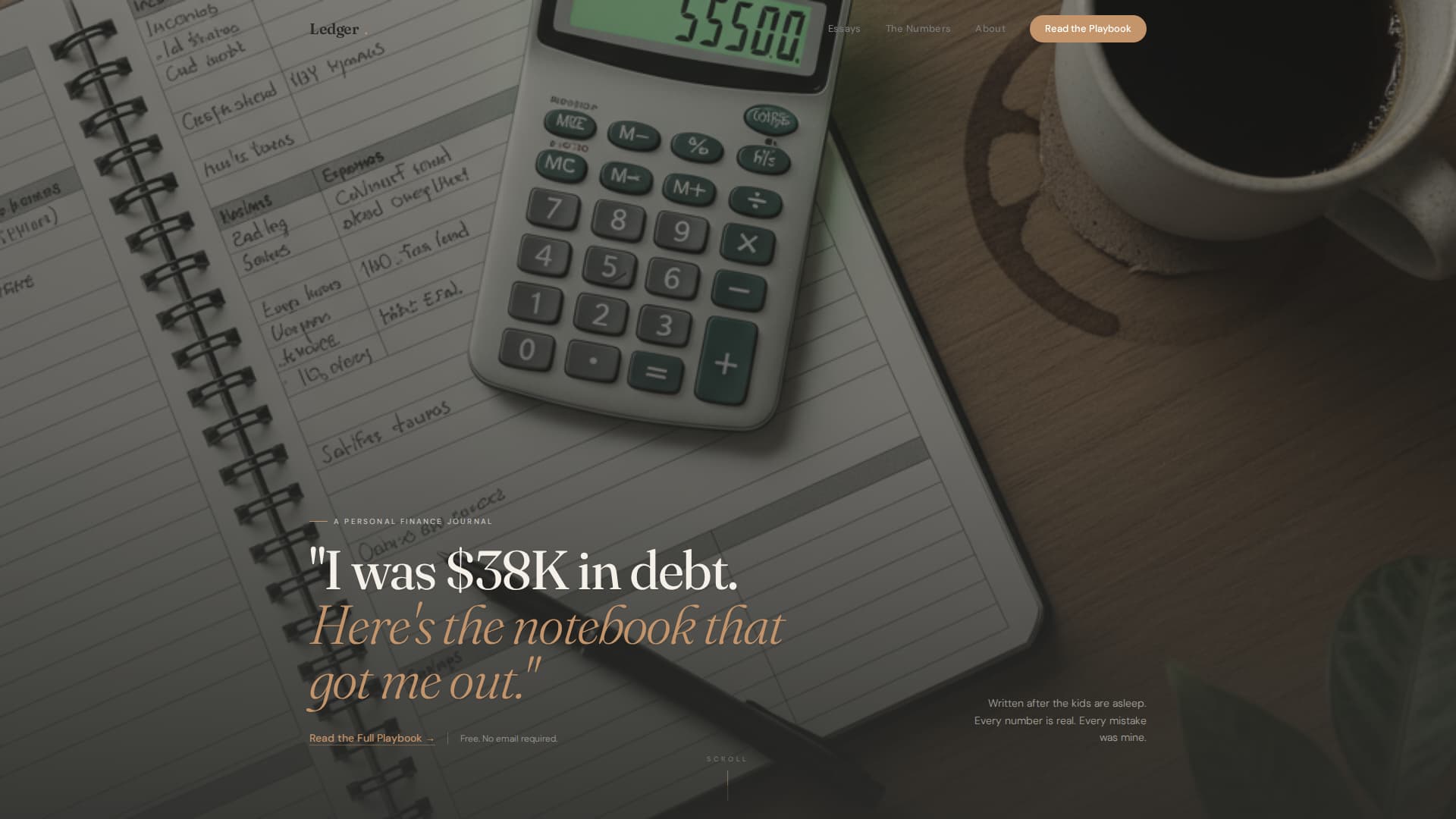 Ledger - Honest Personalfinance Landing Page Template
