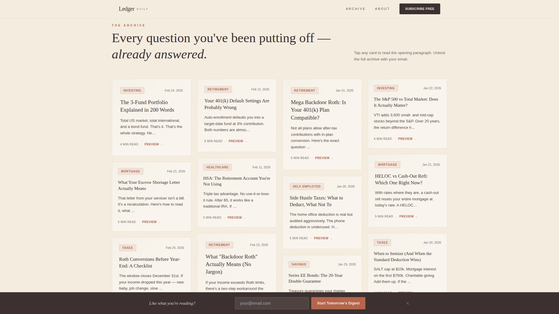 Ledger - Artisan Finance Landing Page Template