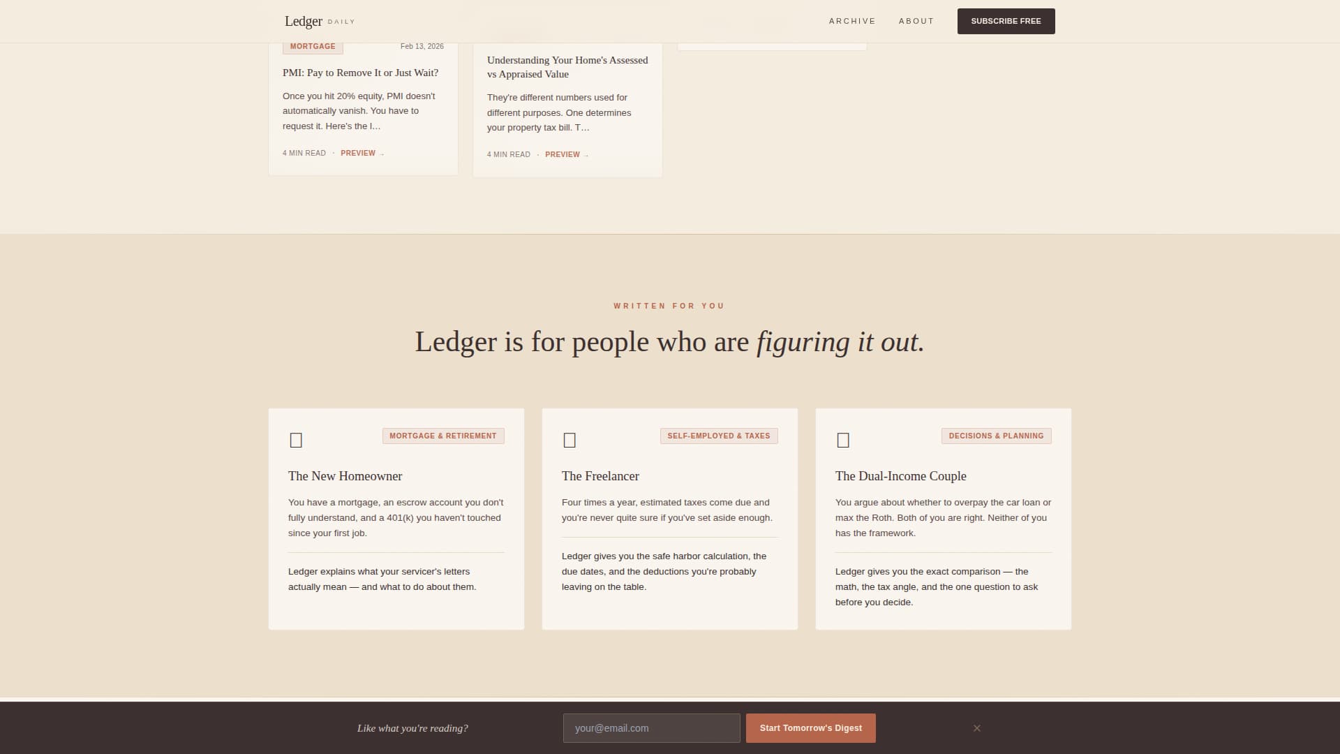 Ledger - Artisan Finance Landing Page Template