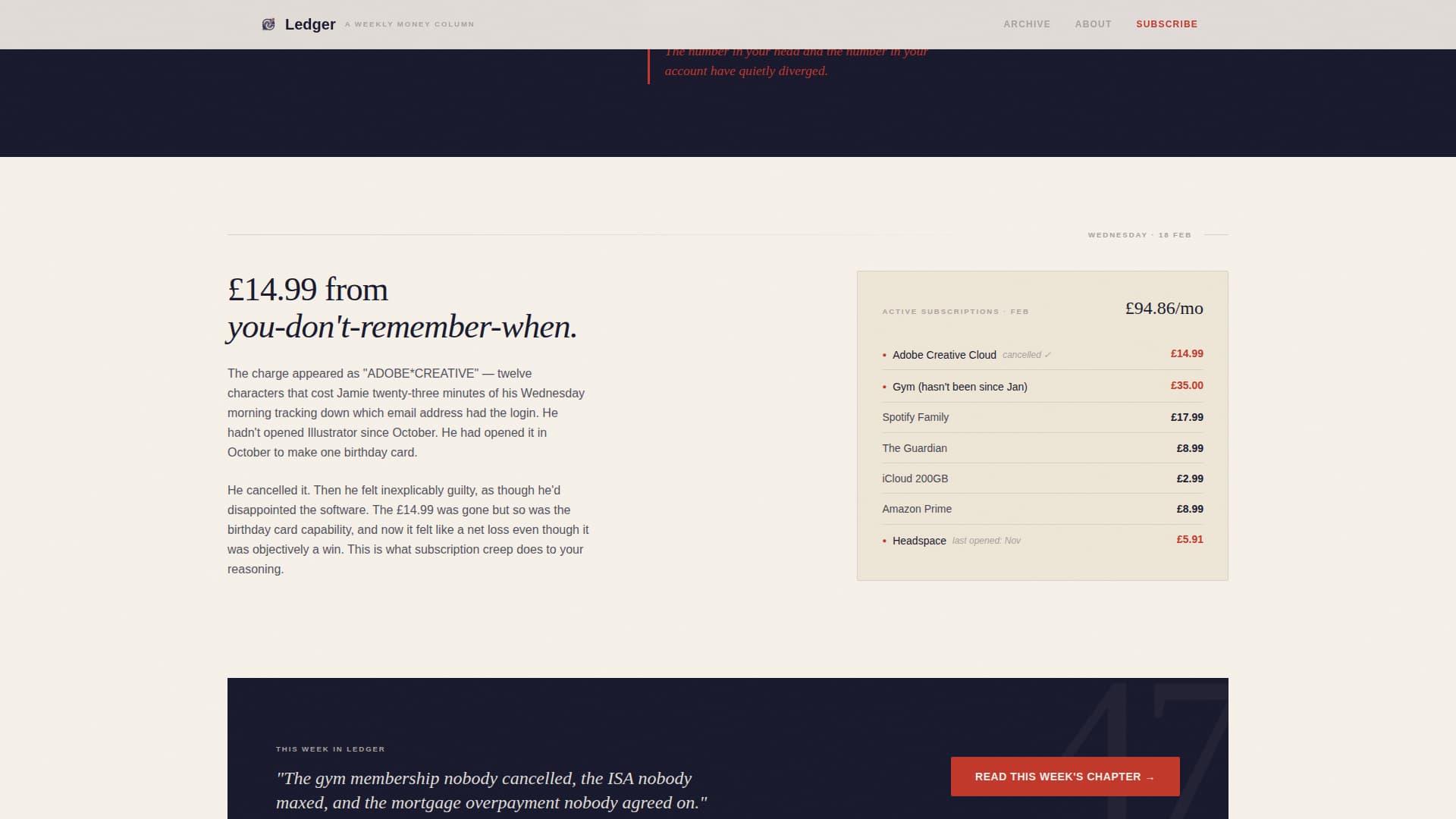 Ledger - Editorial Finance Landing Page Template