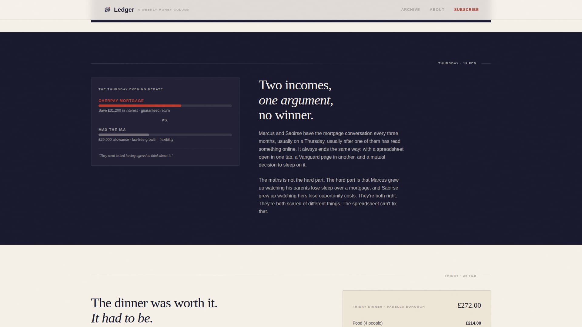 Ledger - Editorial Finance Landing Page Template