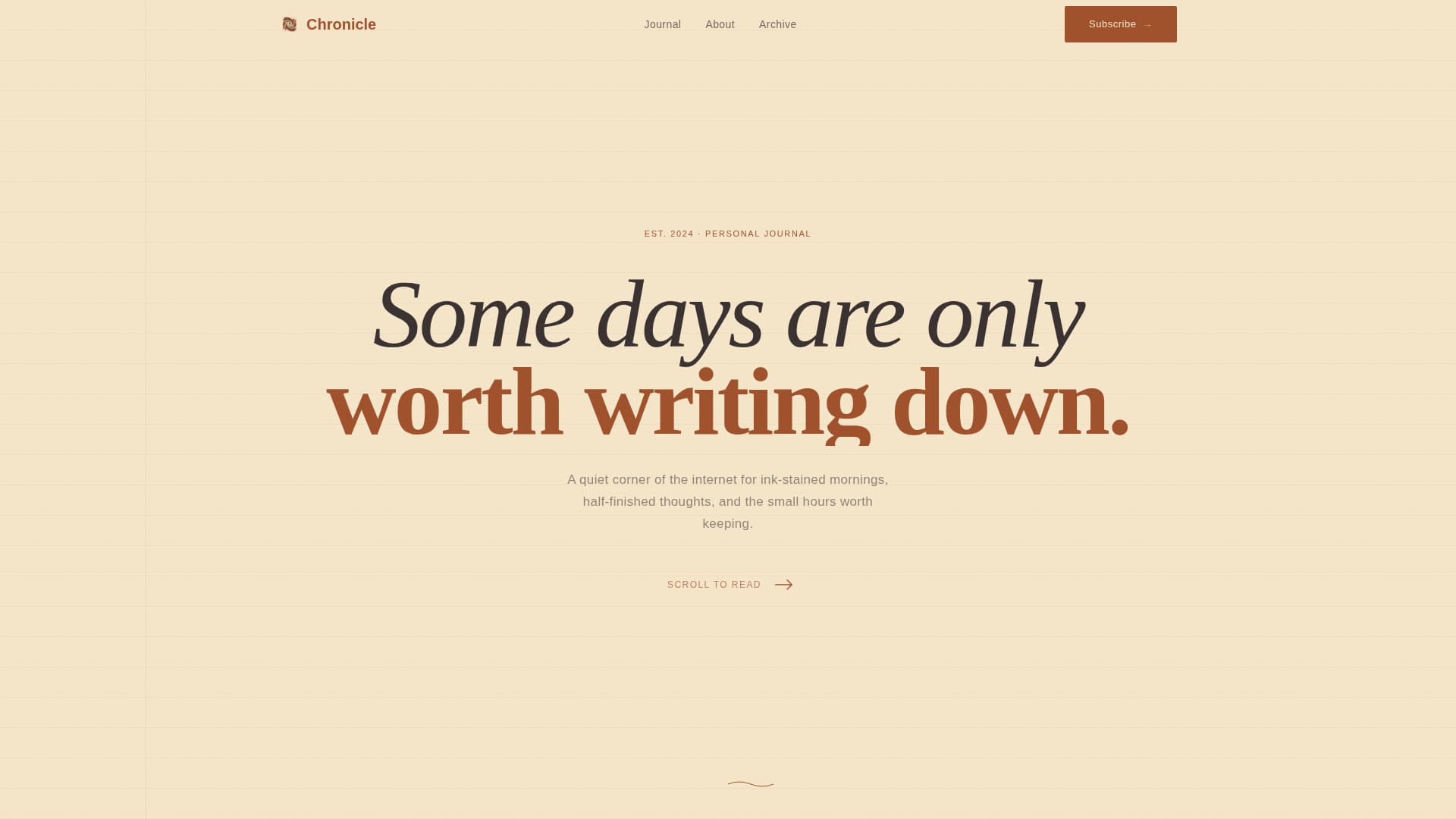 Chronicle - Artisan Journal Landing Page Template