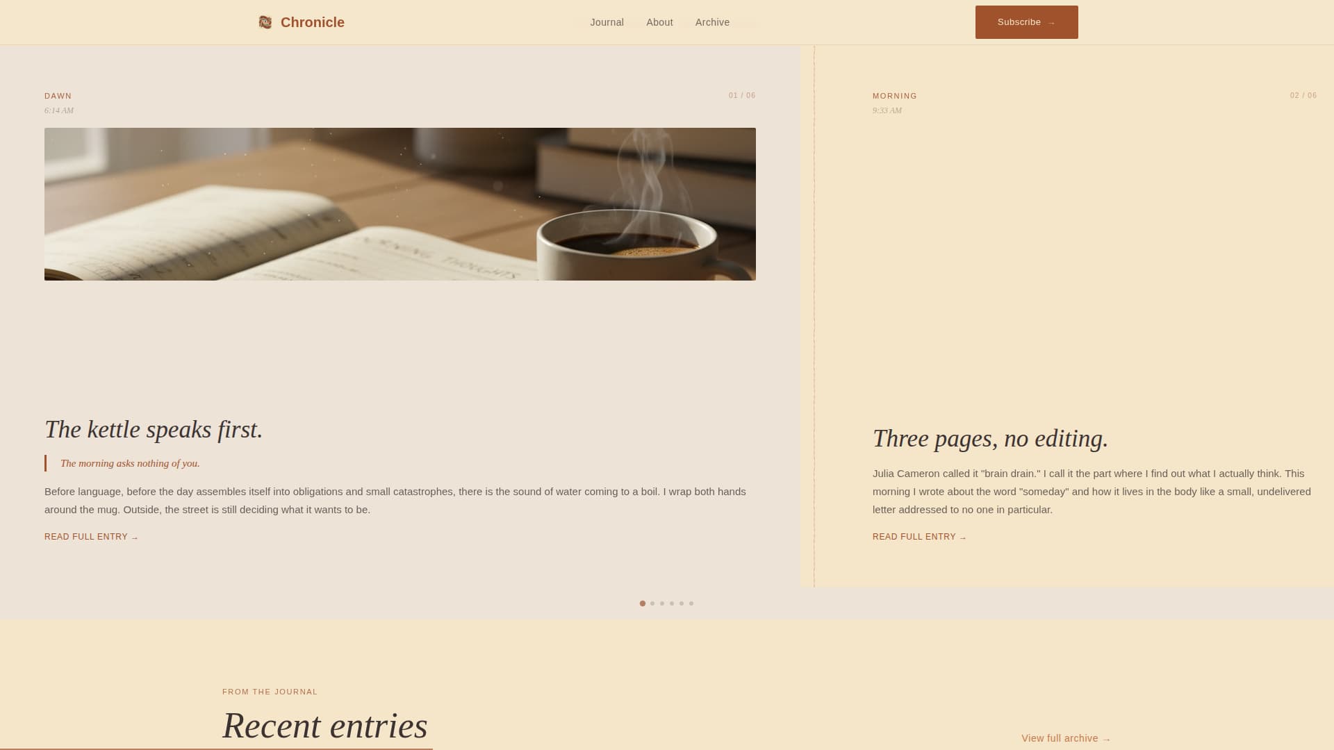 Chronicle - Artisan Journal Landing Page Template