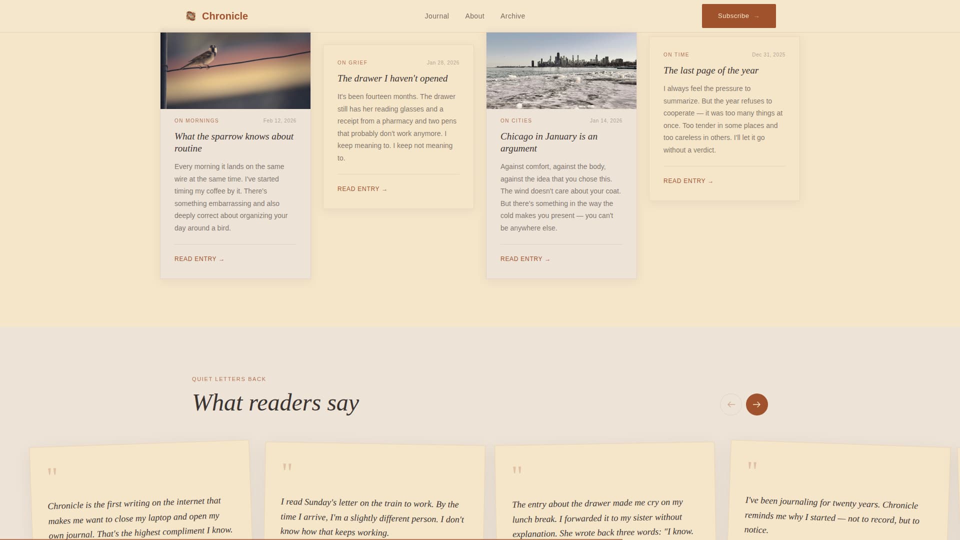 Chronicle - Artisan Journal Landing Page Template