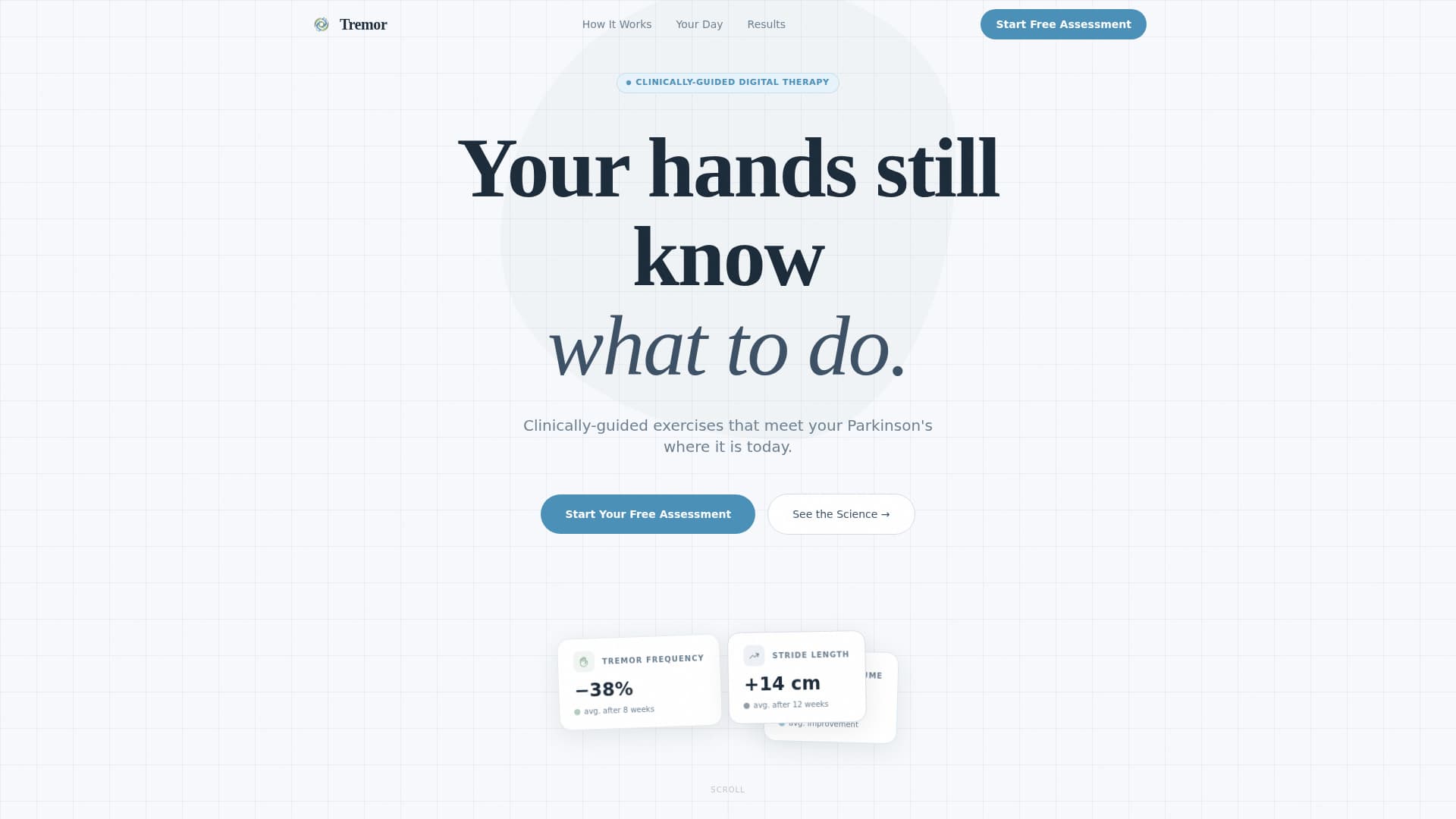 Tremor - Compassionate Parkinson's Landing Page Template