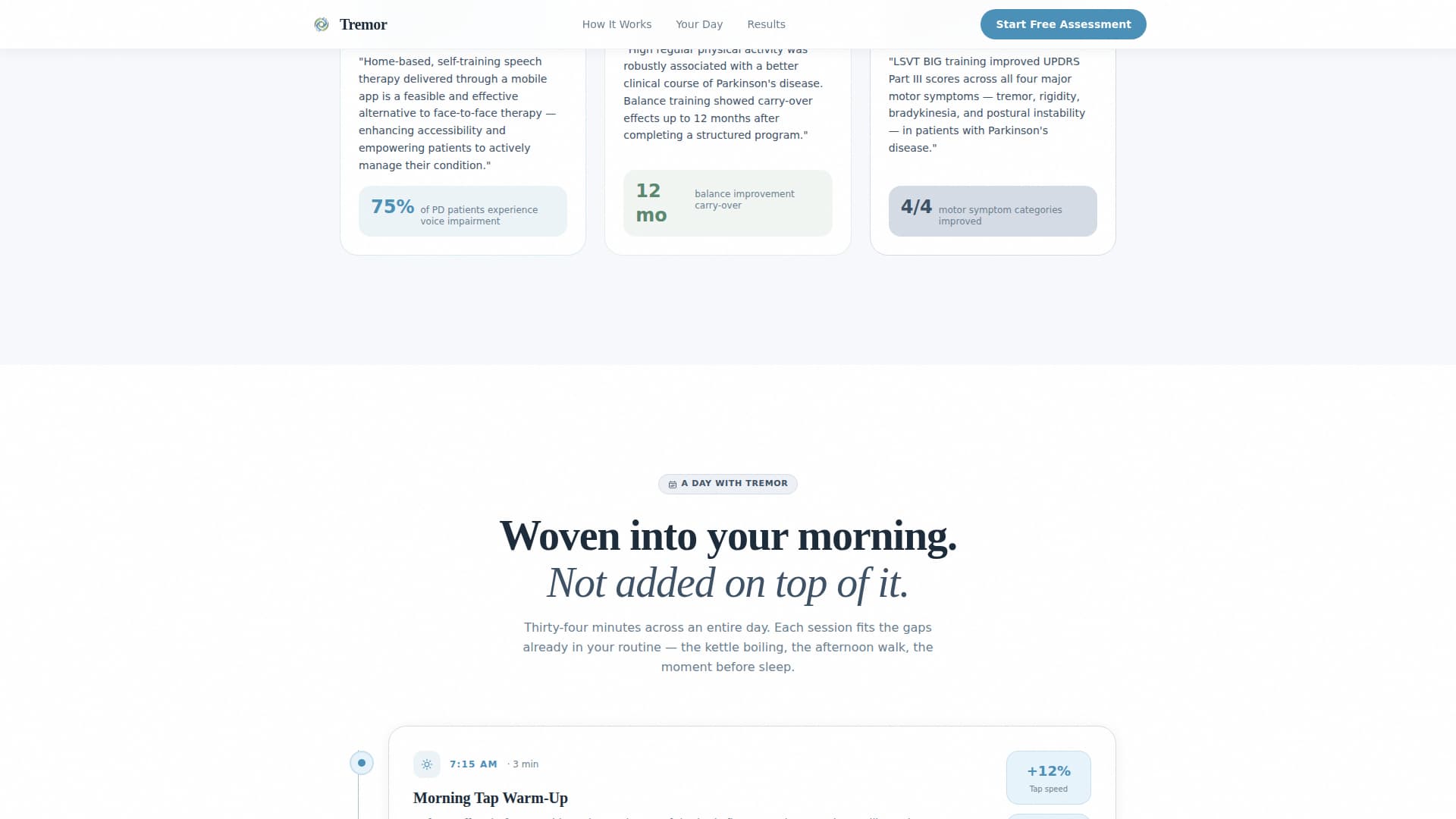 Tremor - Compassionate Parkinson's Landing Page Template