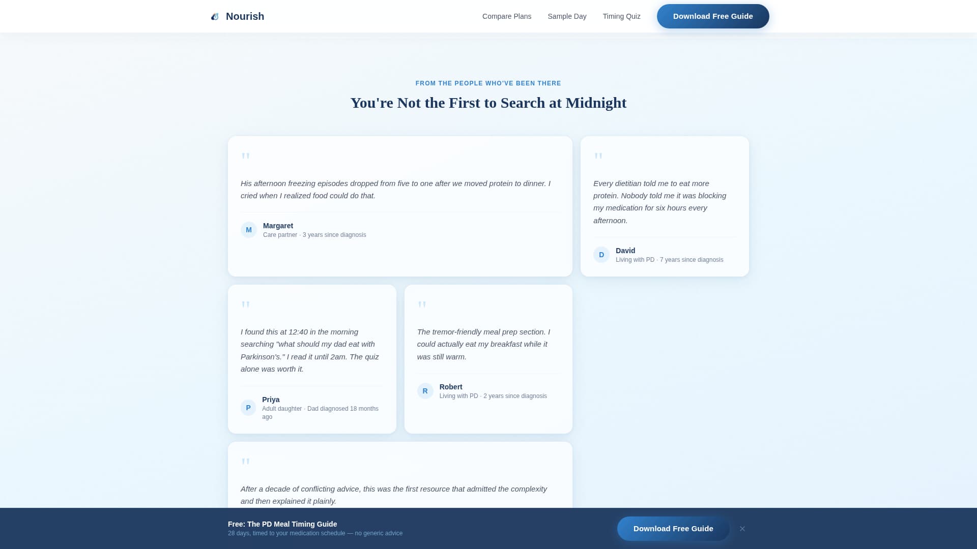 Nourish - Trusted Parkinson's Landing Page Template