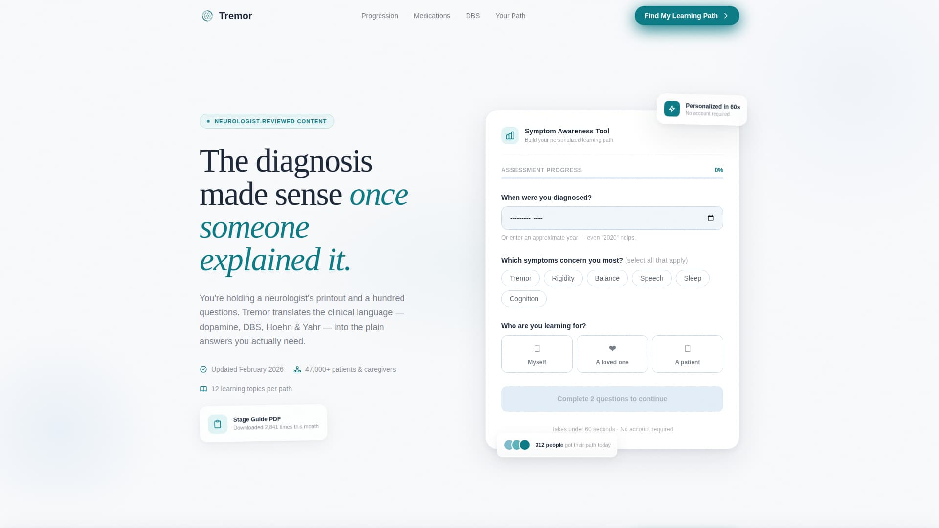 Tremor - Trusted Parkinson's Landing Page Template