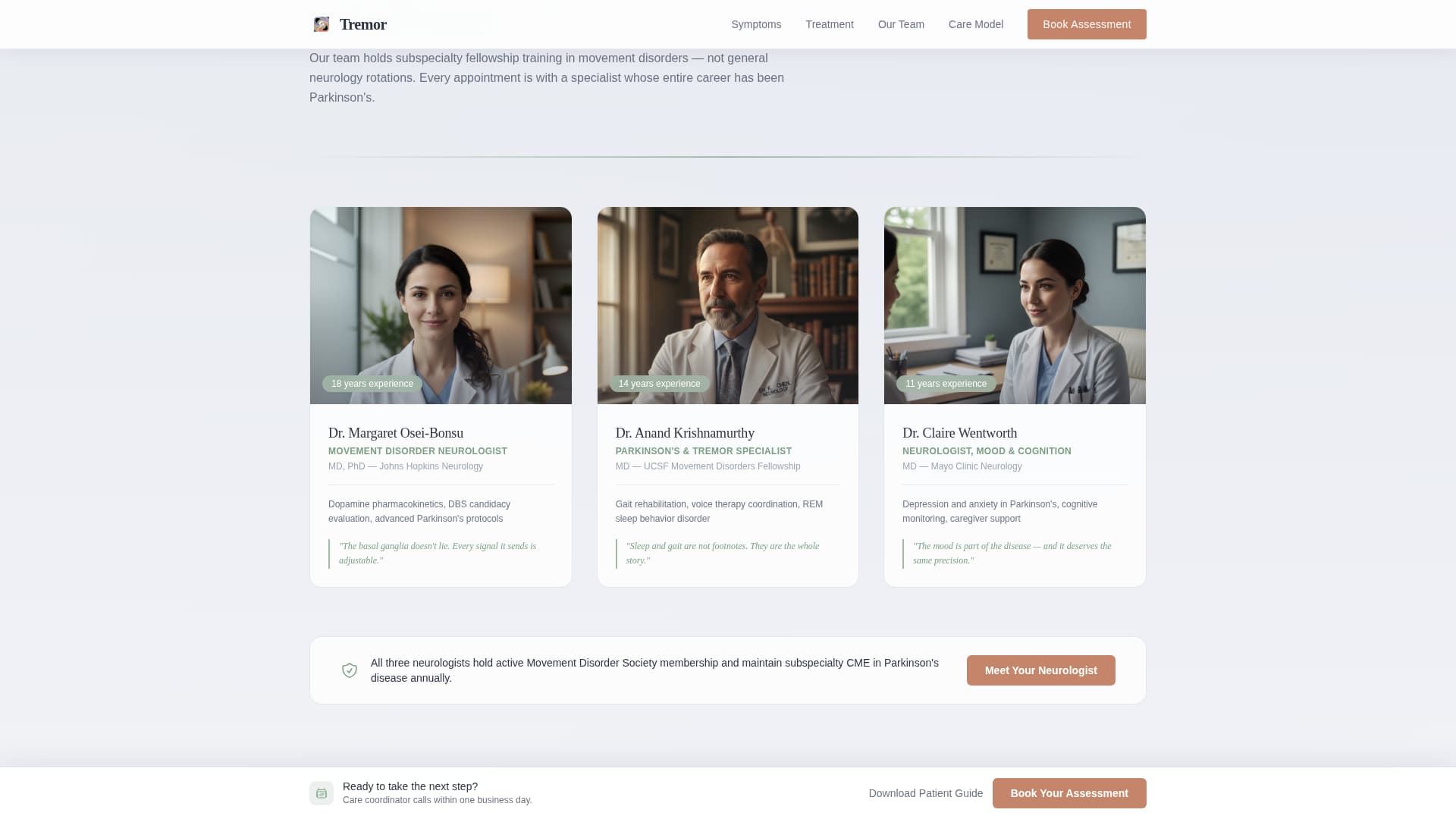 Tremor - Compassionate Neurology Landing Page Template