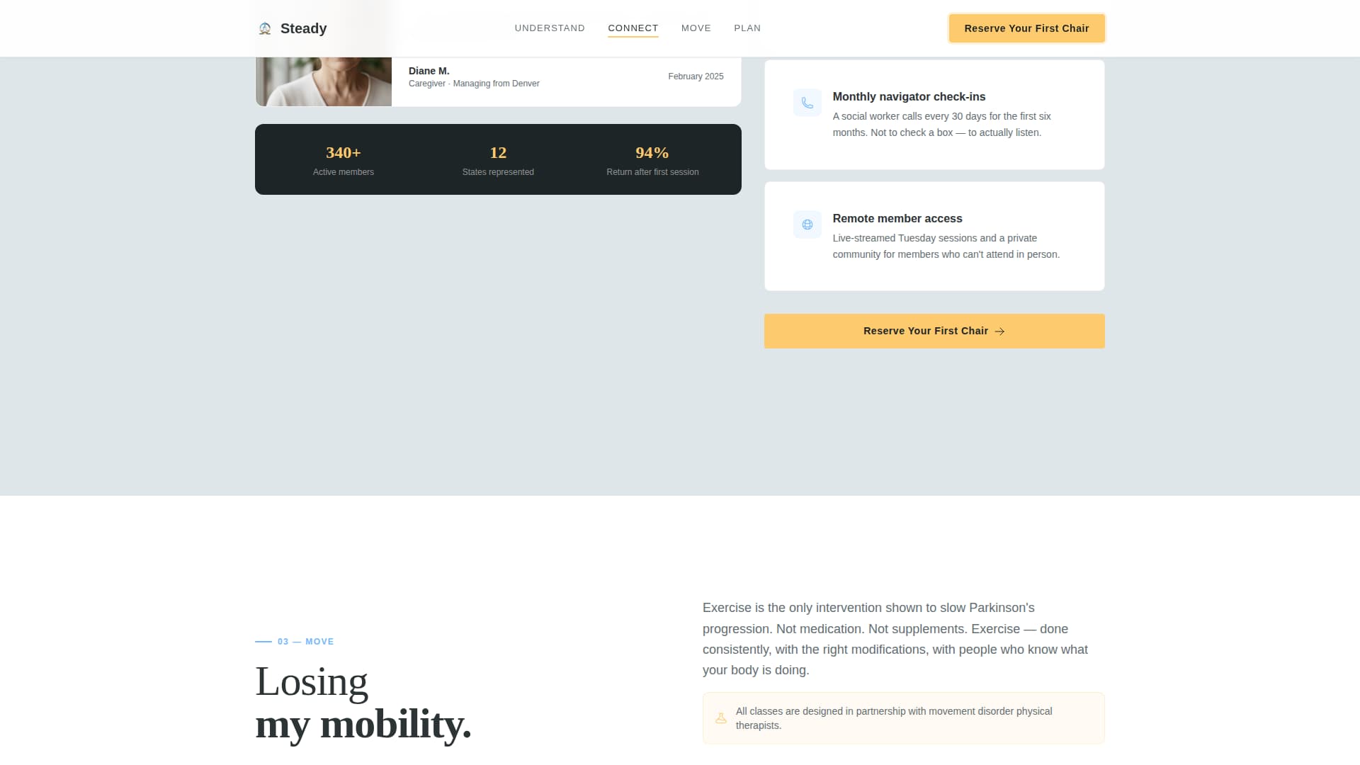 Steady - Trusted Parkinson's Landing Page Template
