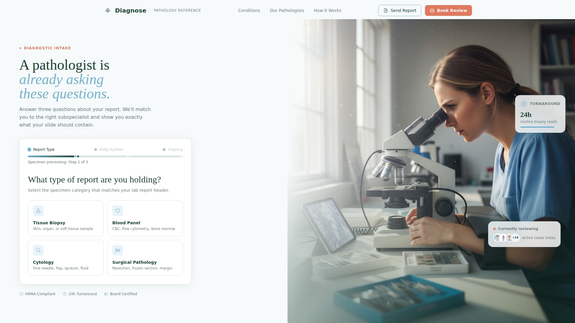 Pathologist Booking Website Template