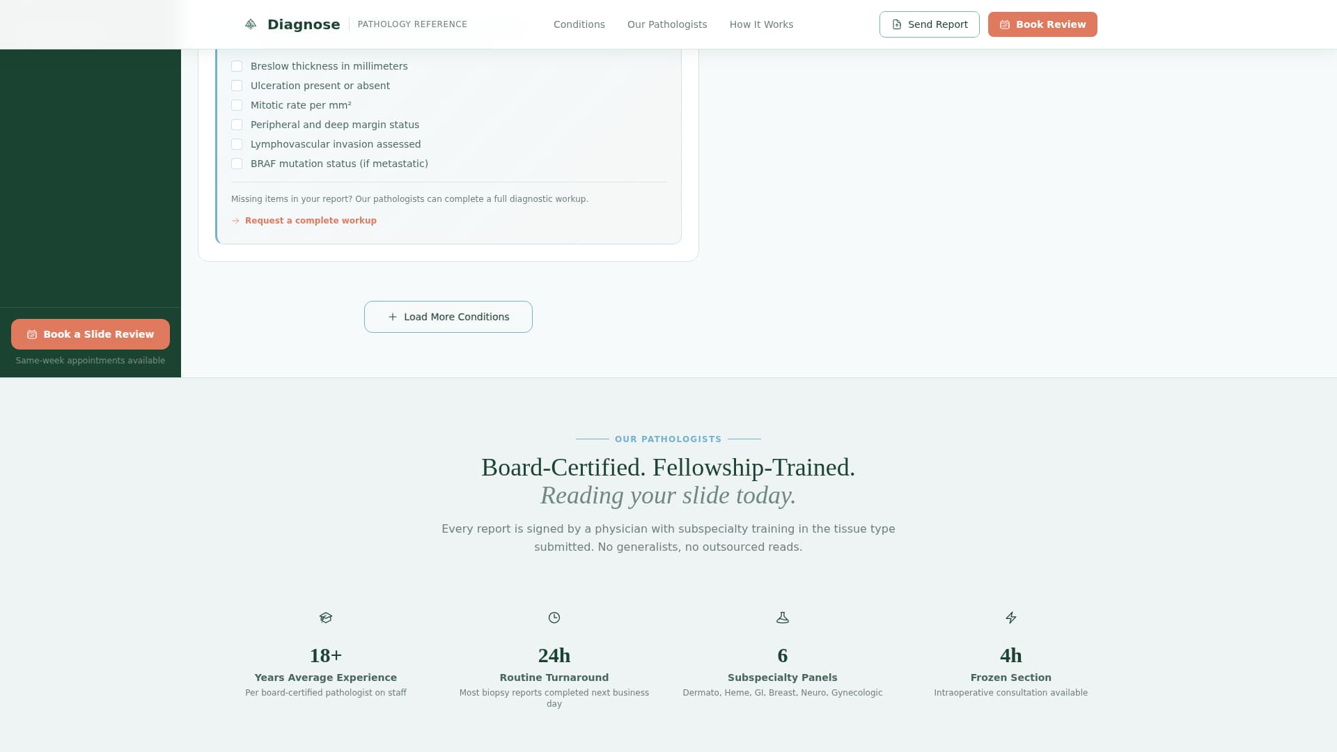 Pathologist Booking Website Template