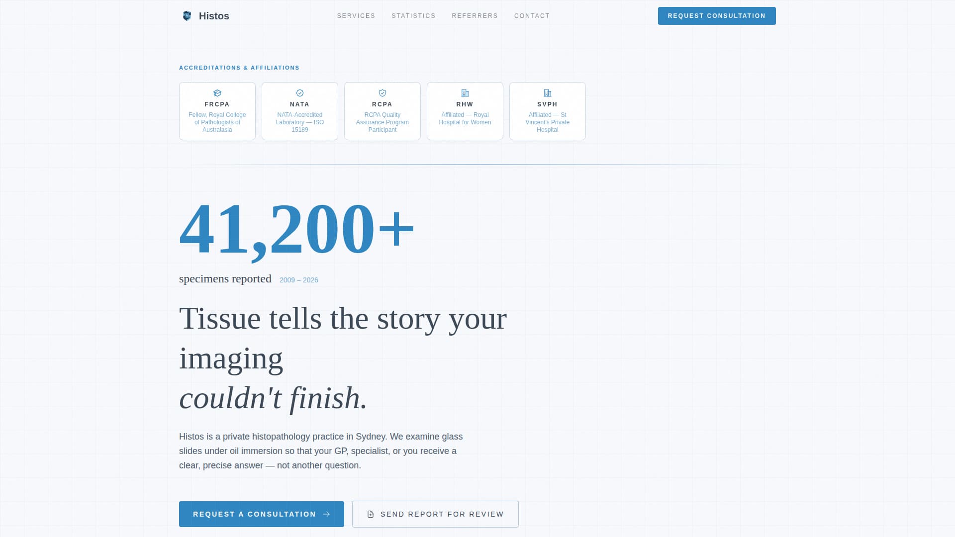 Histos - Trusted Pathology Landing Page Template