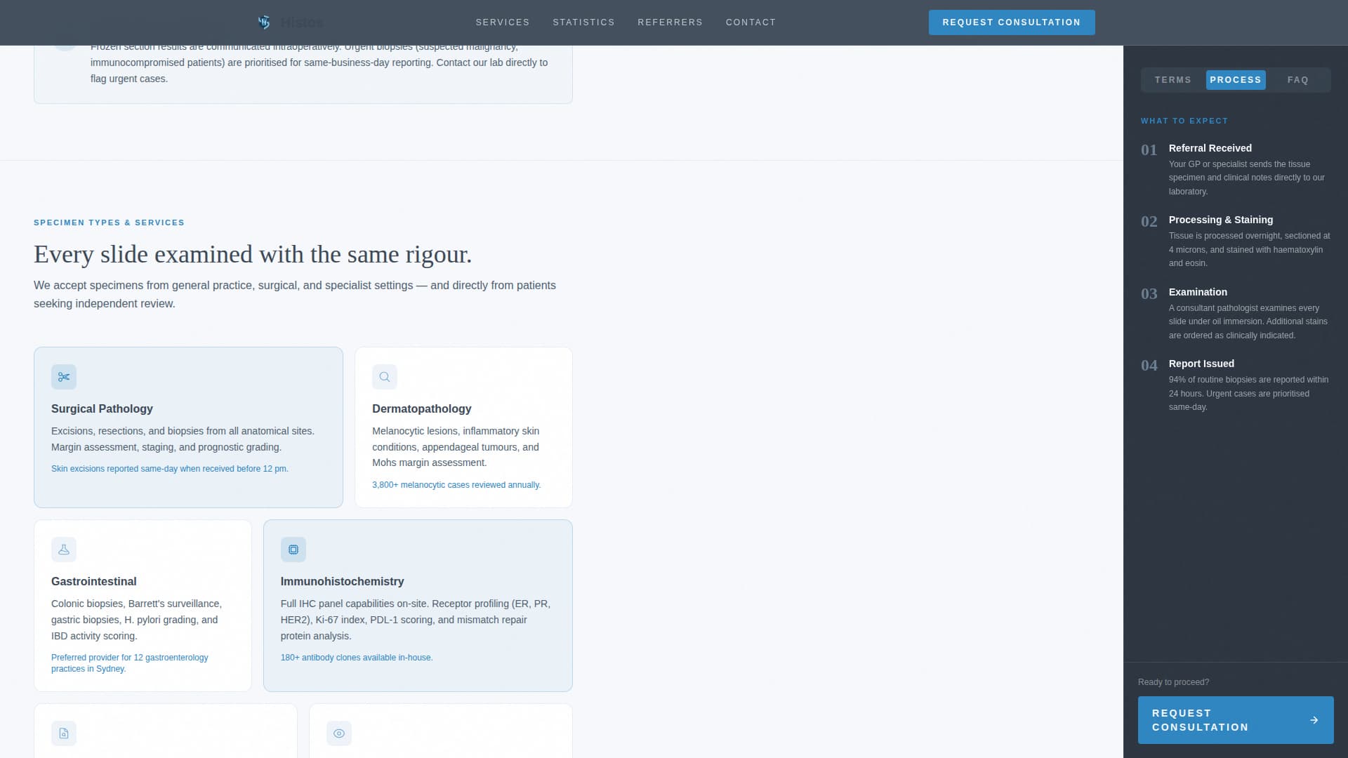 Histos - Trusted Pathology Landing Page Template