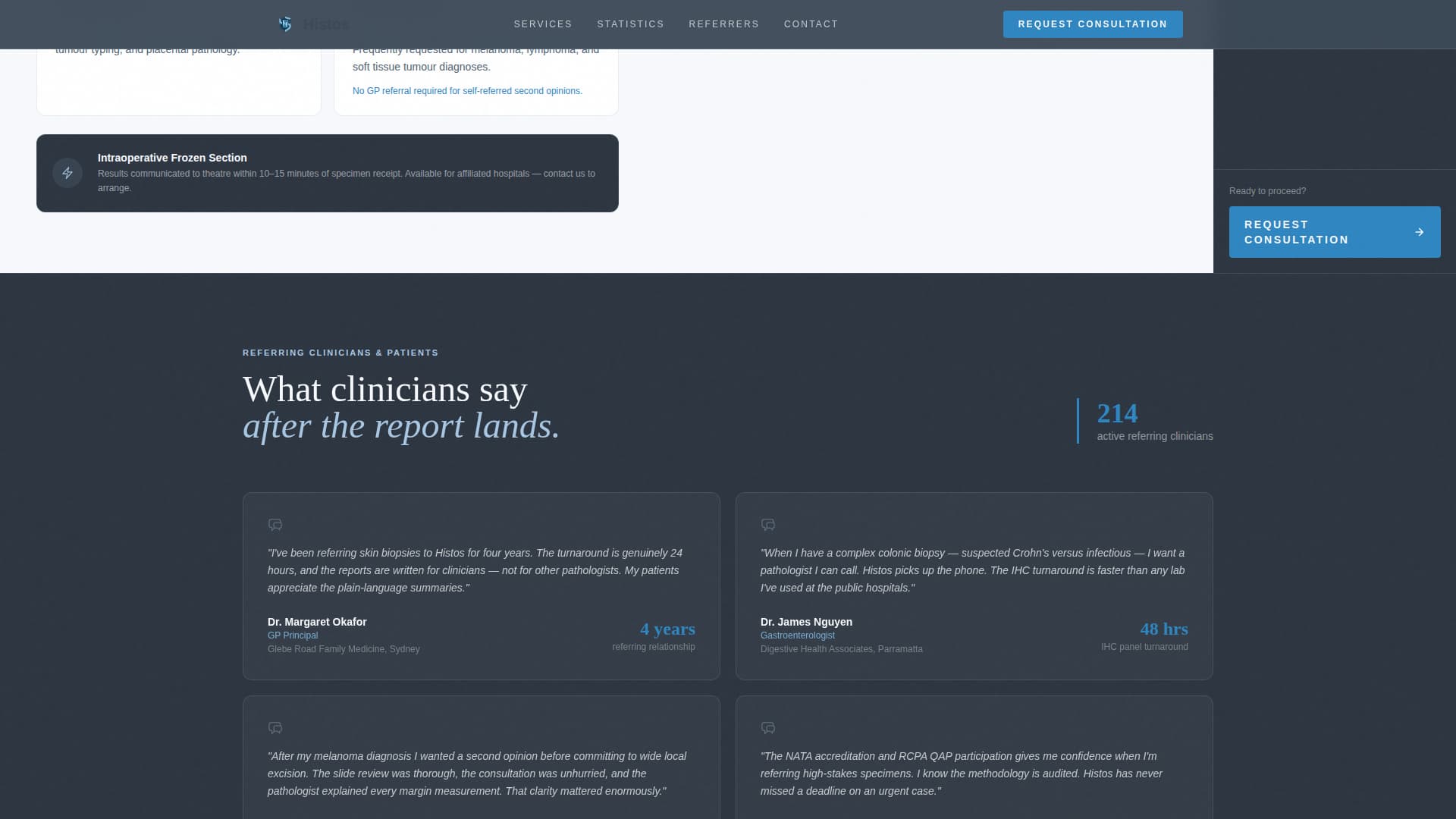 Histos - Trusted Pathology Landing Page Template