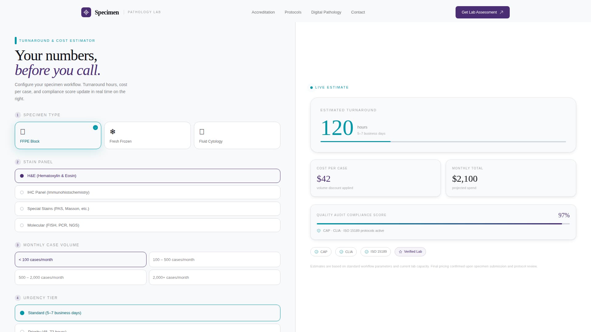 Specimen - Precise Pathology Landing Page Template
