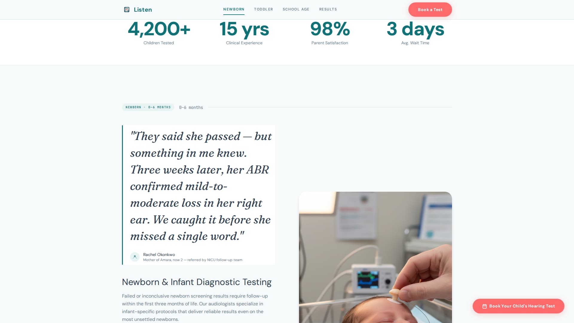 Listen - Trusted Pediatricaudiology Landing Page Template