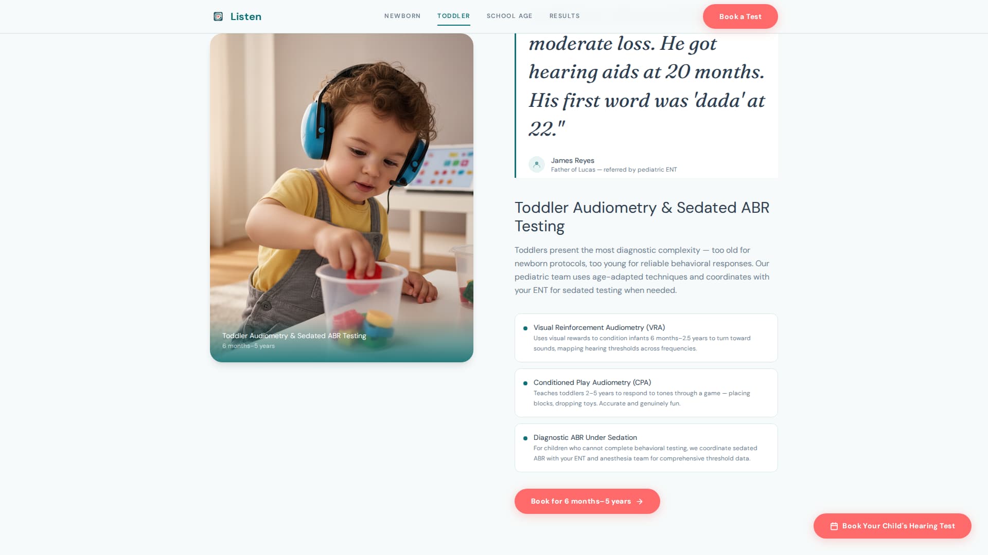 Listen - Trusted Pediatricaudiology Landing Page Template