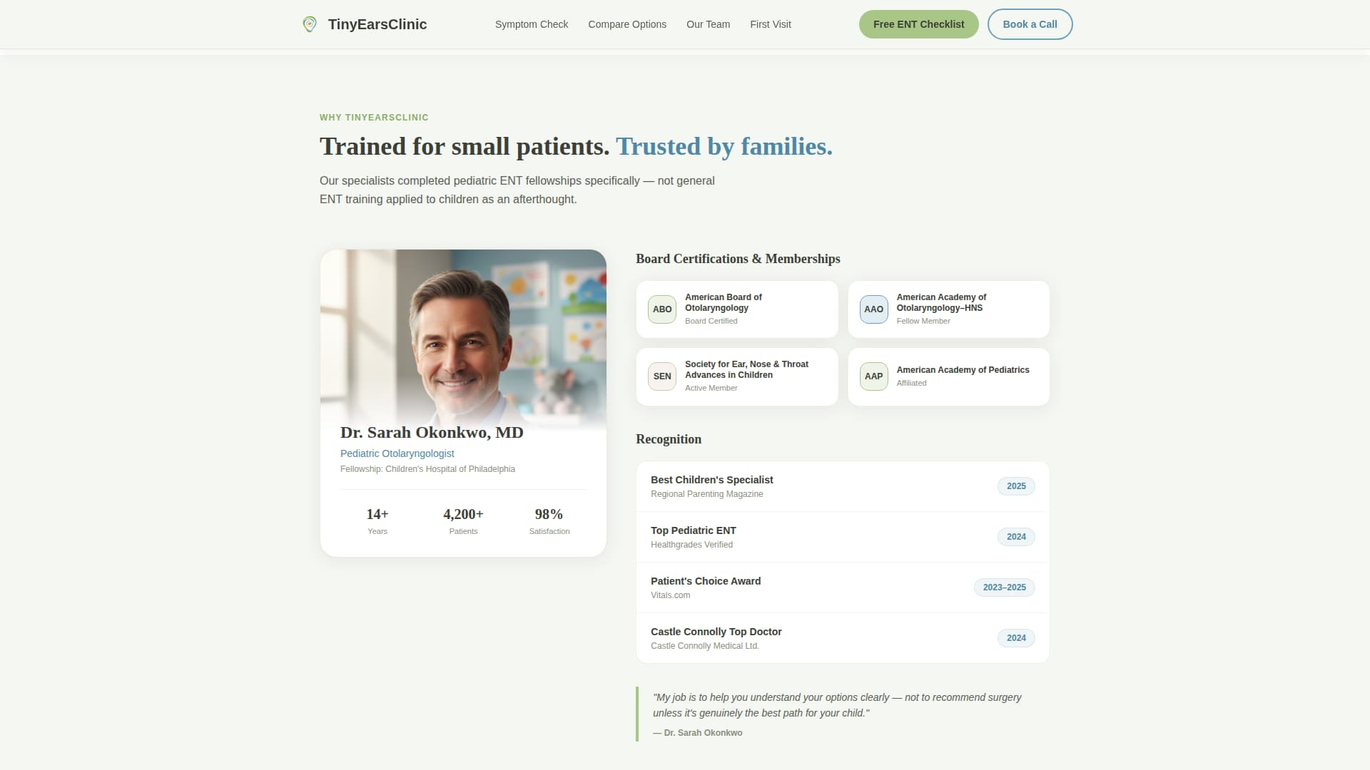 Breathe - Trusted Pediatric ENT Landing Page Template