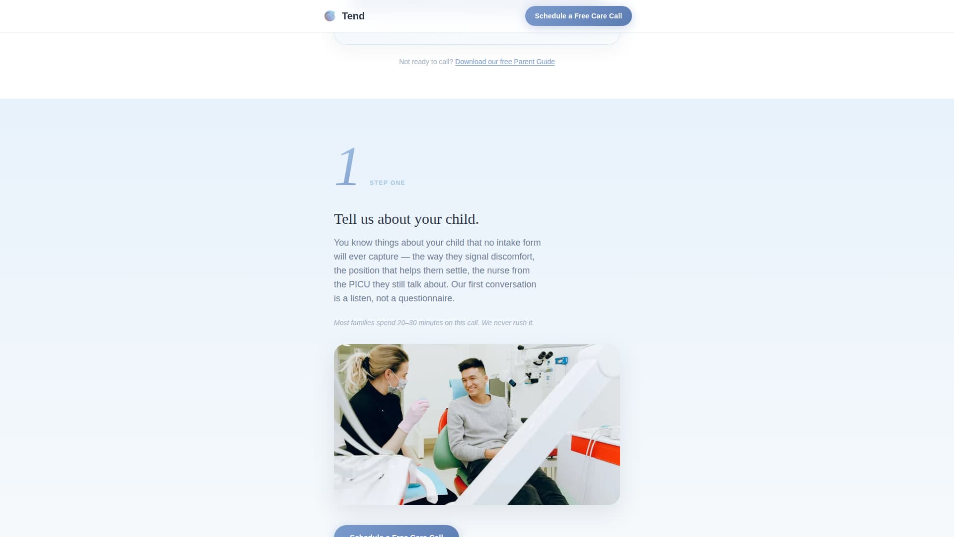 Tend - Compassionate Pediatric Landing Page Template