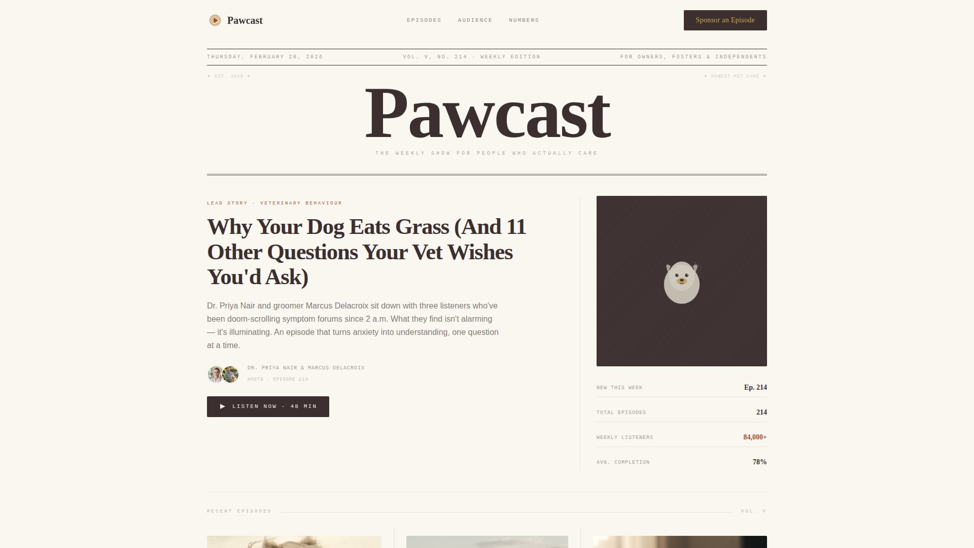 Pawcast - Artisan Podcast Landing Page Template