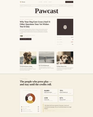 Pawcast - Artisan Podcast Landing Page Template