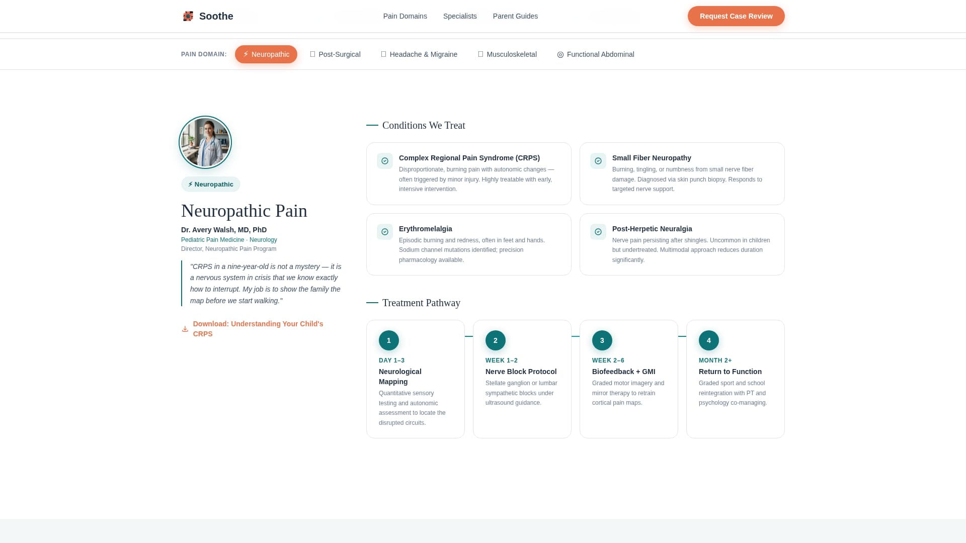Soothe - Trusted Pediatric Pain Landing Page Template