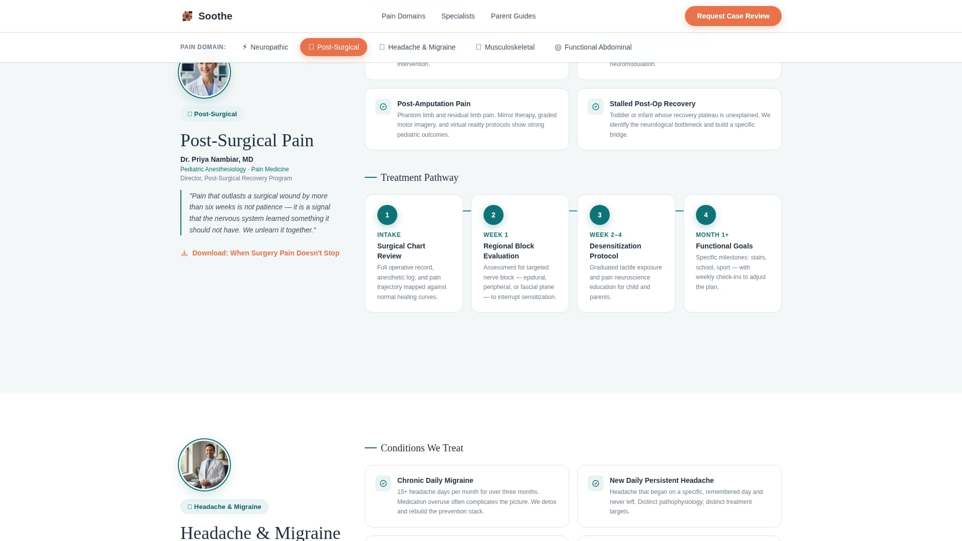 Soothe - Trusted Pediatric Pain Landing Page Template