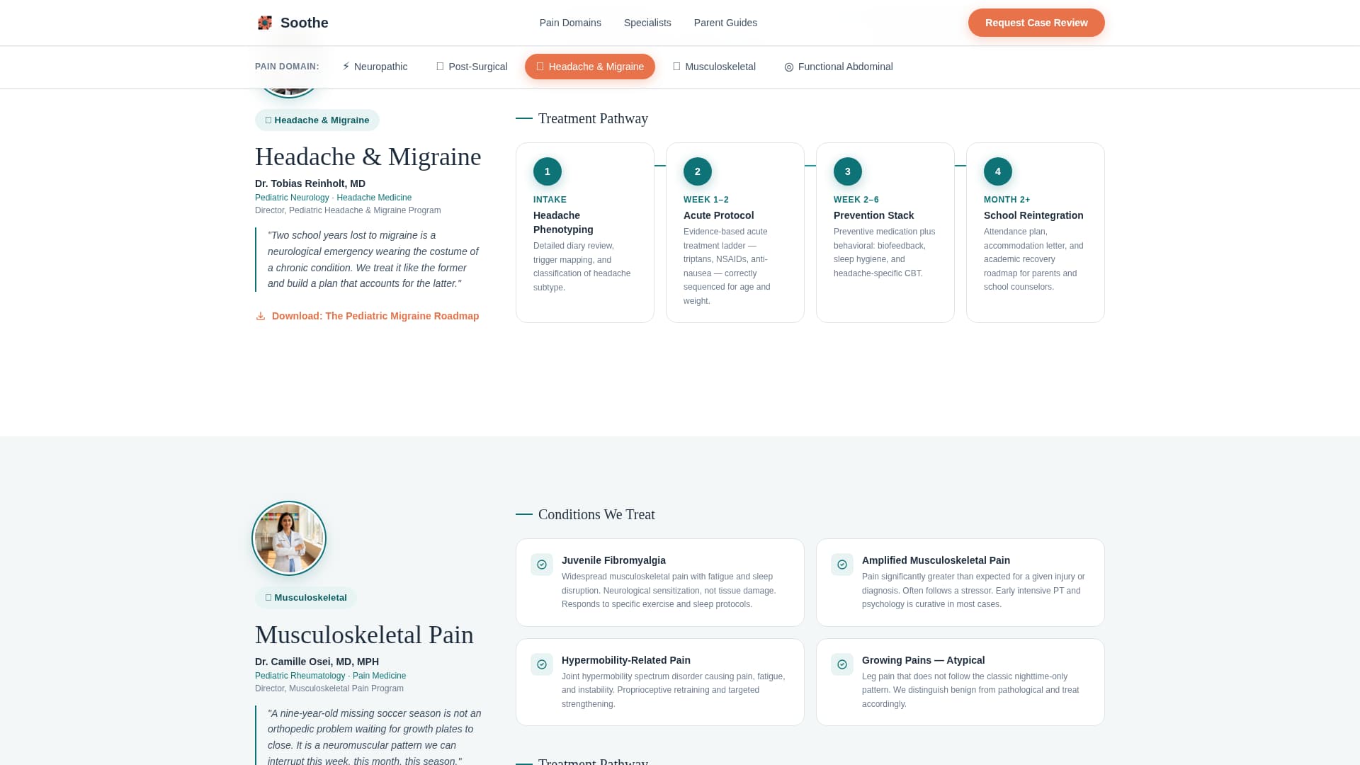 Soothe - Trusted Pediatric Pain Landing Page Template