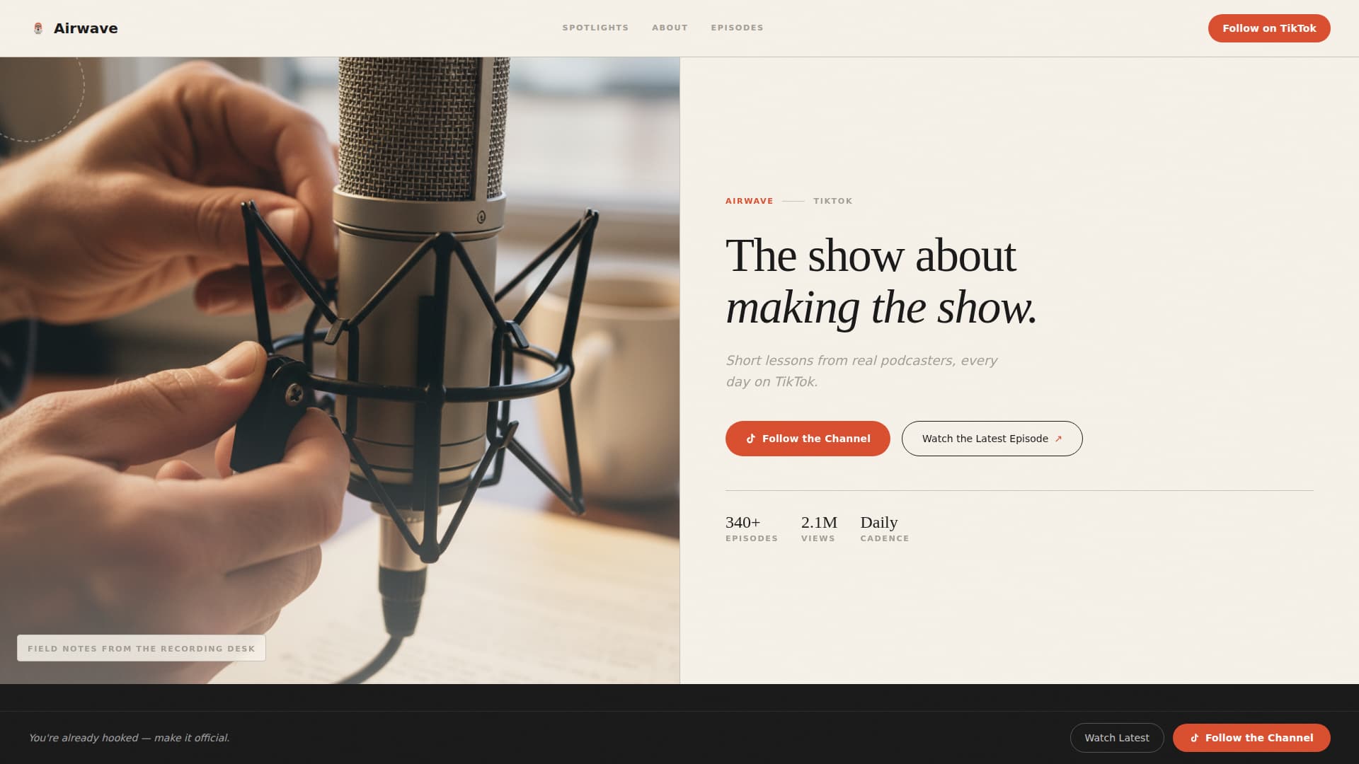 Airwave - Artisan Podcasting Landing Page Template