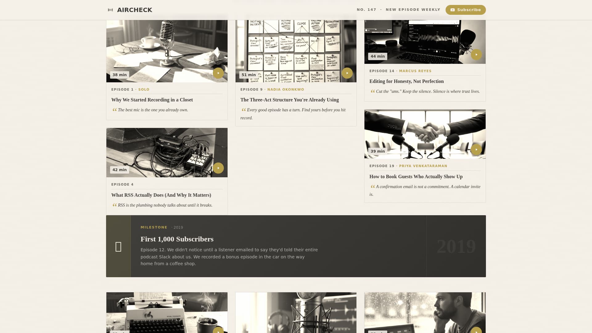 Aircheck - Timeless Podcasting Landing Page Template