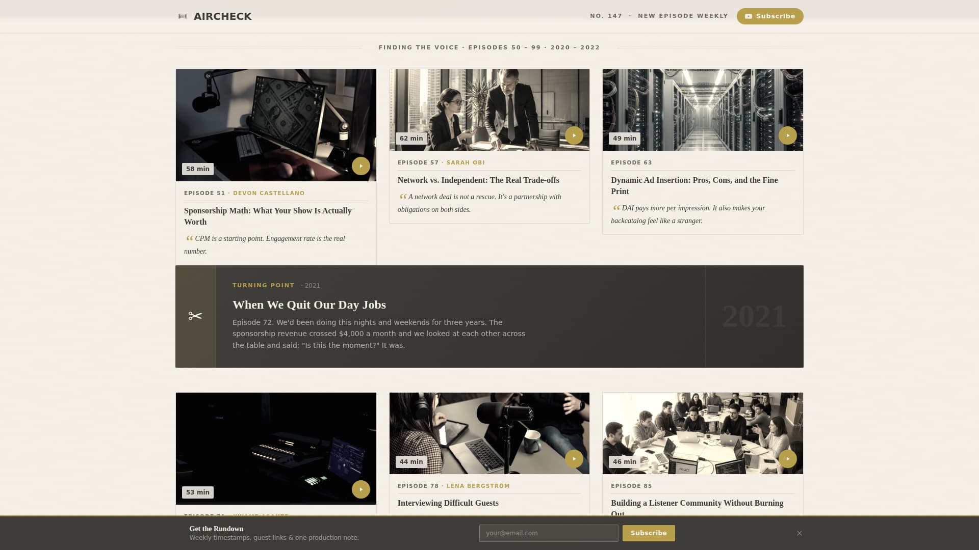 Aircheck - Timeless Podcasting Landing Page Template