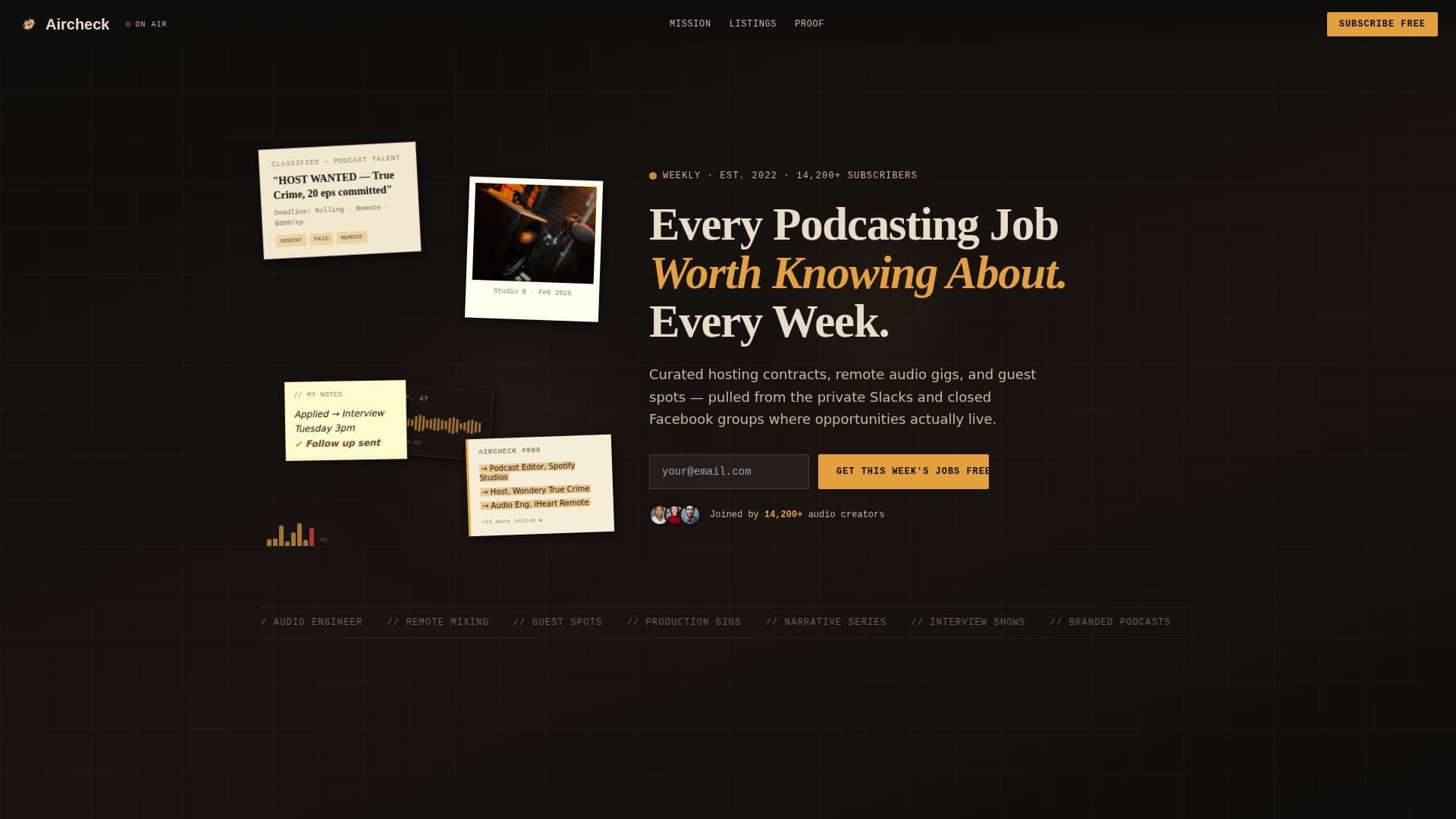 Aircheck - Curated Podcasting Landing Page Template