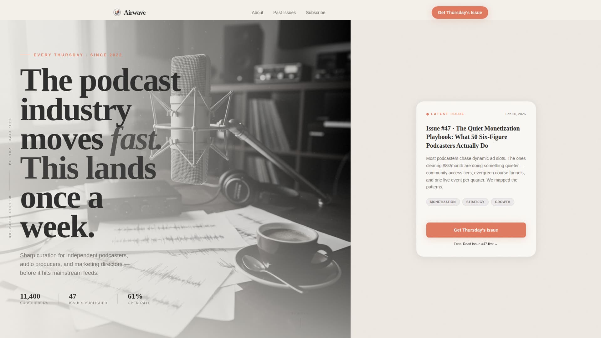 Dispatch - Curated Podcasting Landing Page Template