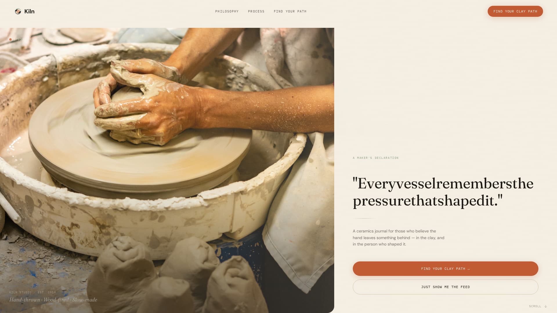 Hearth — Artisan Clay Sculpting Landing Page Template