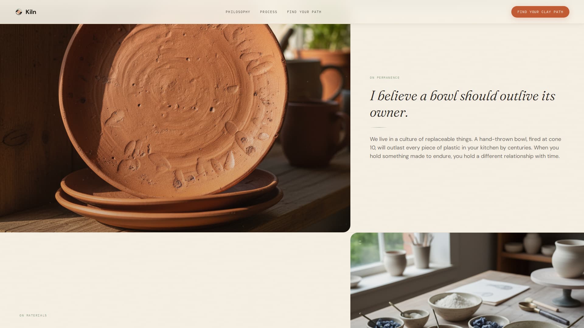 Hearth — Artisan Clay Sculpting Landing Page Template