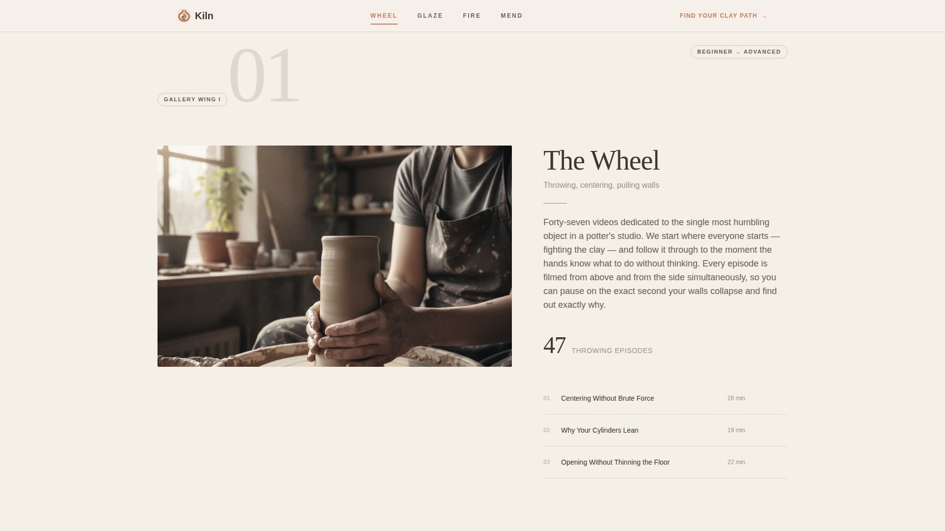 Kiln - Meditative Ceramics Landing Page Template