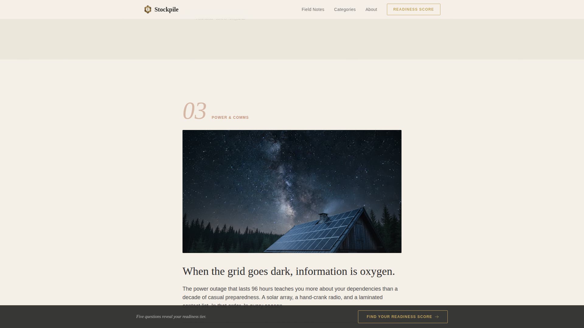 Stockpile - Rugged Preparedness Landing Page Template