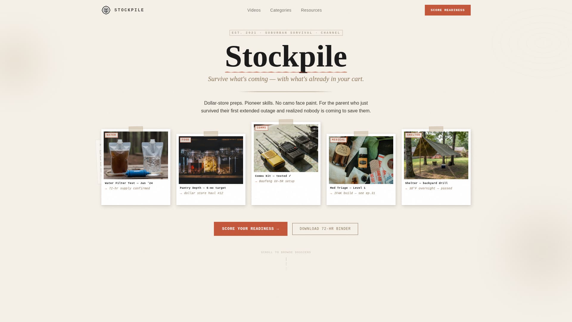 Stockpile - Resilient Prepper Landing Page Template