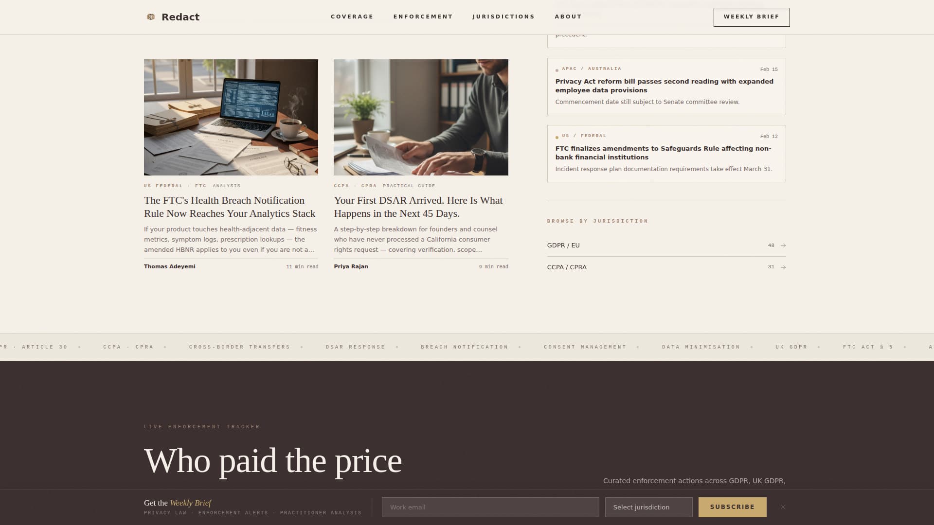 Redact - Authoritative Privacylaw Landing Page Template