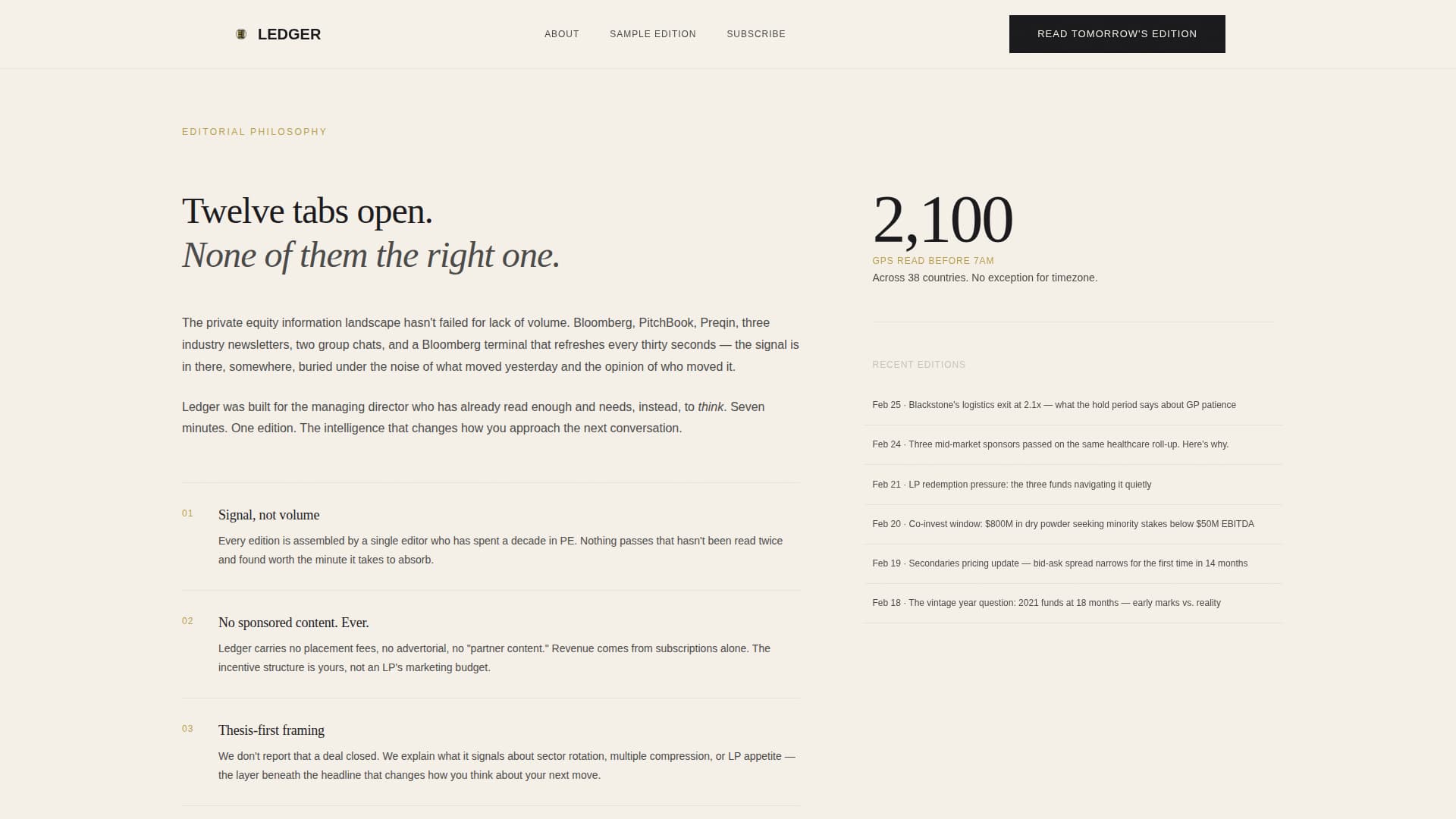 Ledger - Authoritative Privateequity Landing Page Template