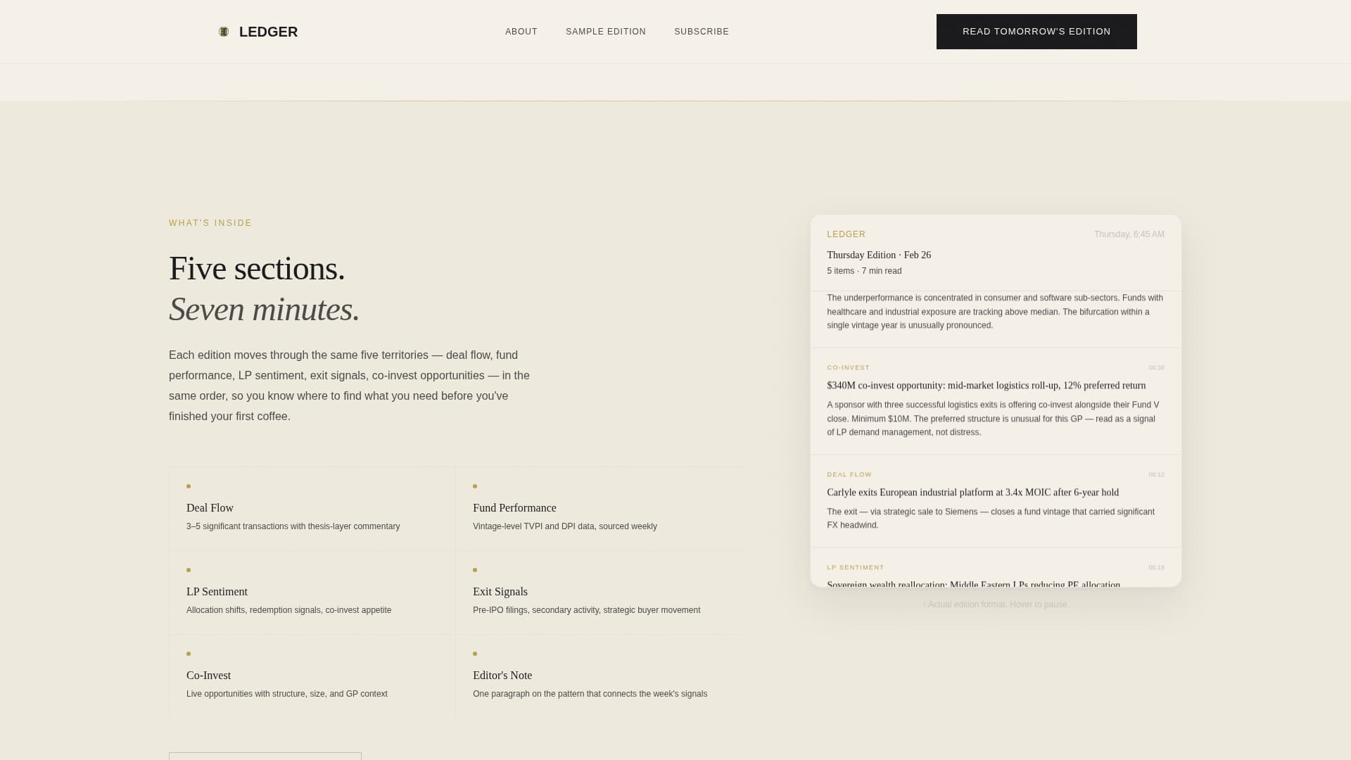 Ledger - Authoritative Privateequity Landing Page Template