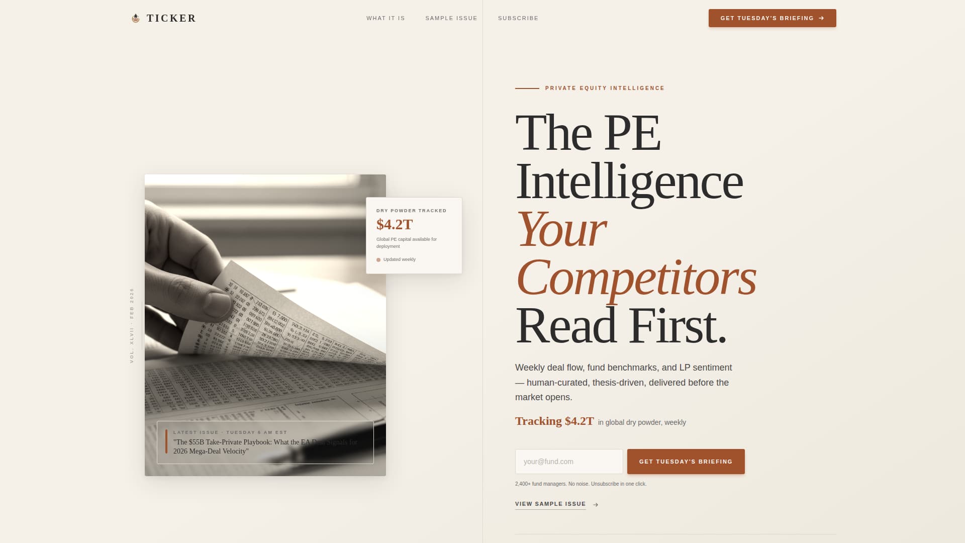 Ticker - Authoritative Privateequity Landing Page Template