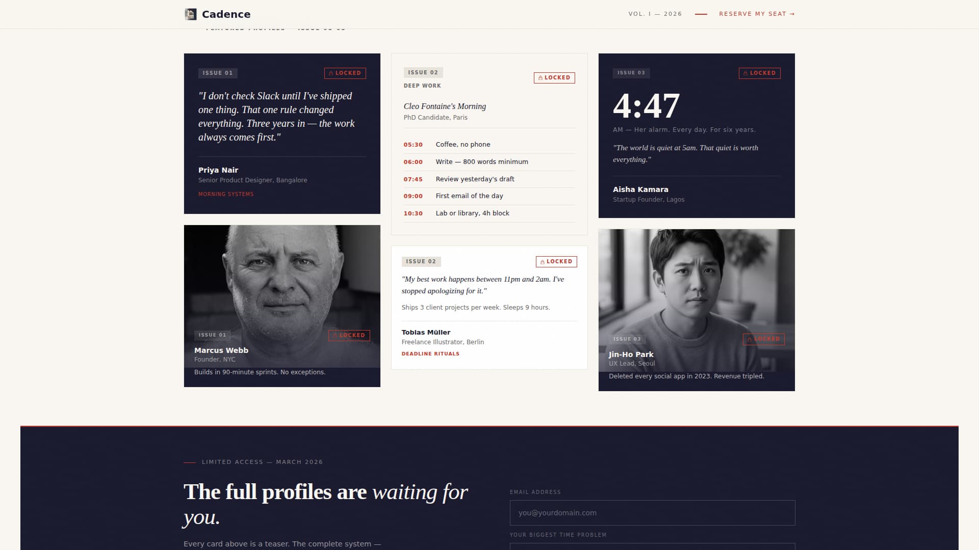 Cadence - Editorial Productivity Landing Page Template
