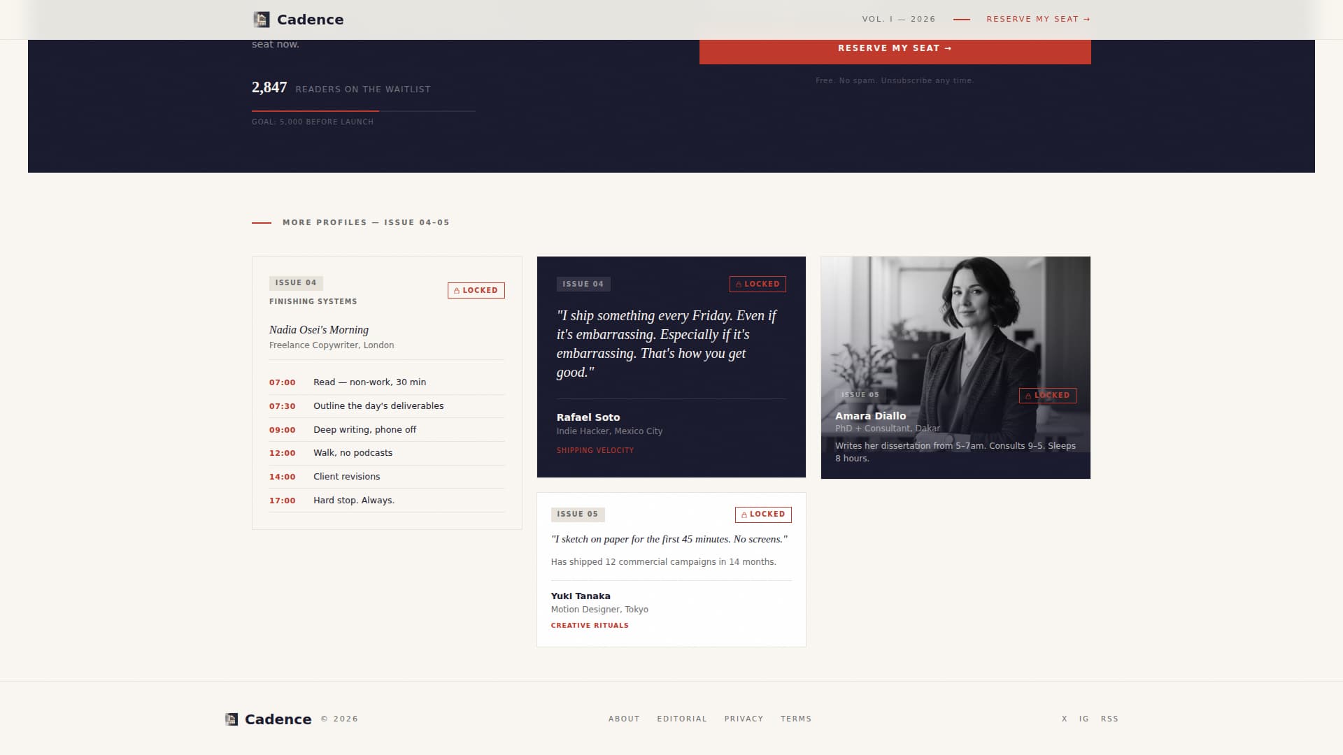 Cadence - Editorial Productivity Landing Page Template